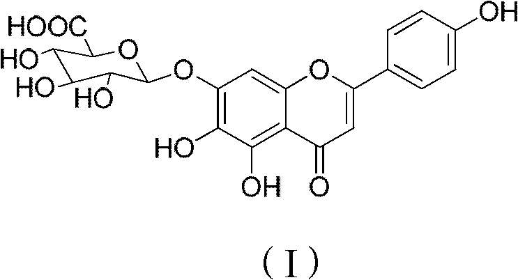 Method for preparing 5,6,4'-trihydroxy flavone-7-0-D-glucuronic acid