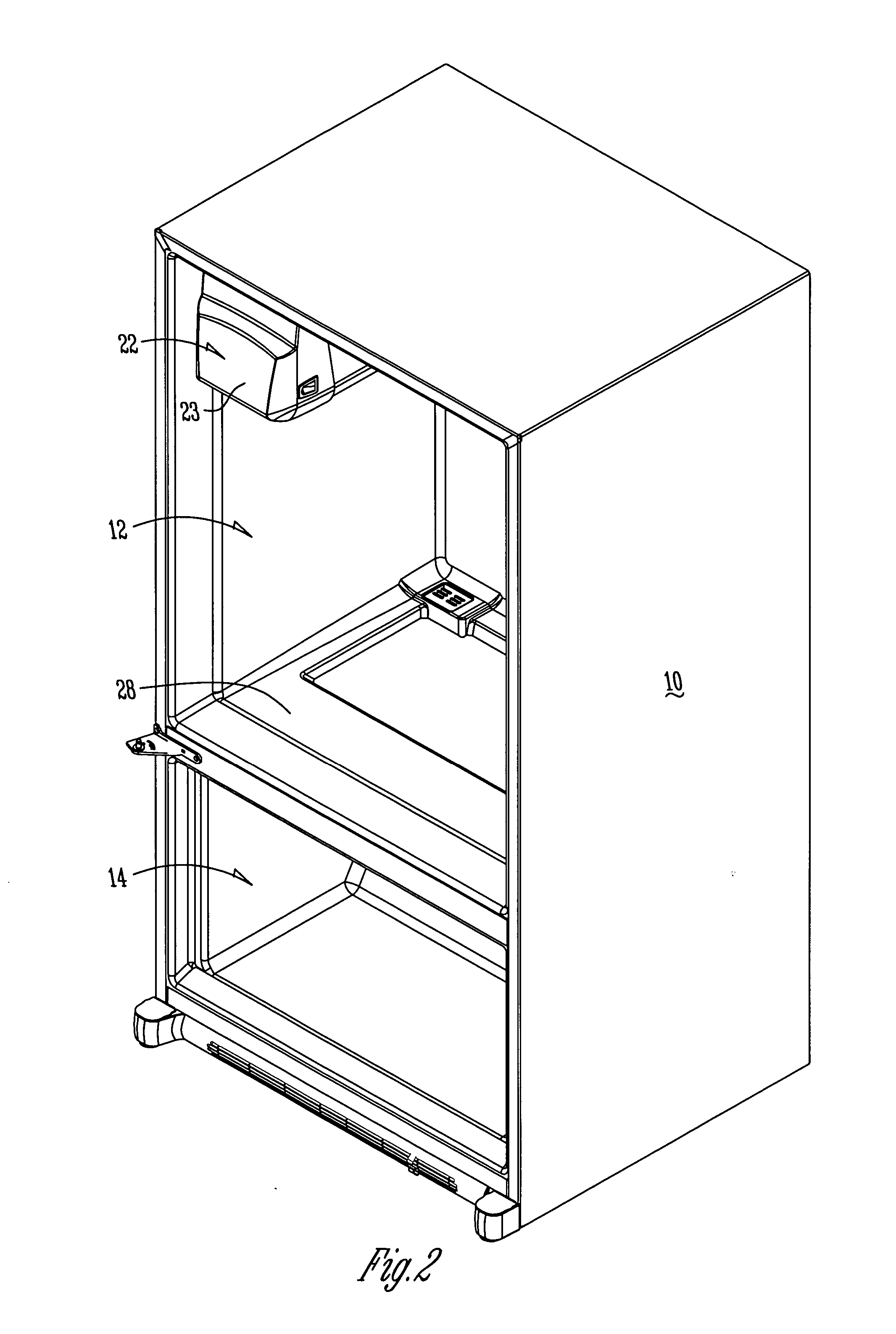 Insulated ice compartment for bottom mount refrigerator