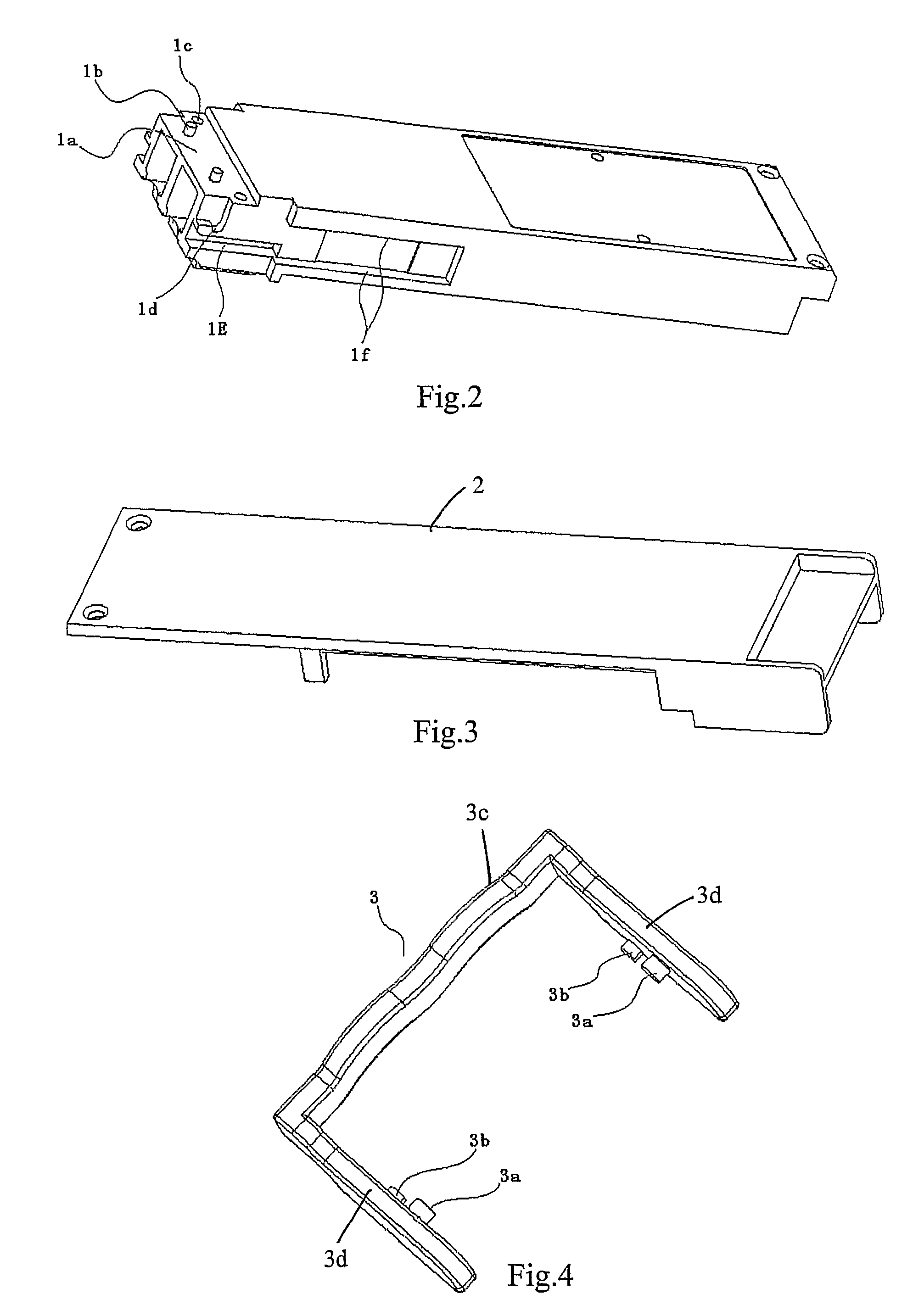Bail type unlocking device for opto-electronic module