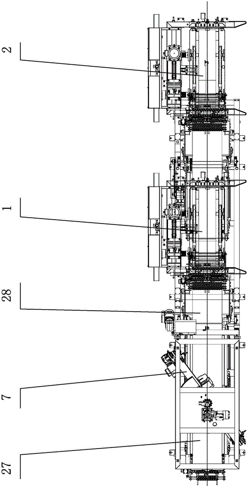 Front-back double-station belted-layer wire cord fabric reeling machine achieving automatic dragging and cutting