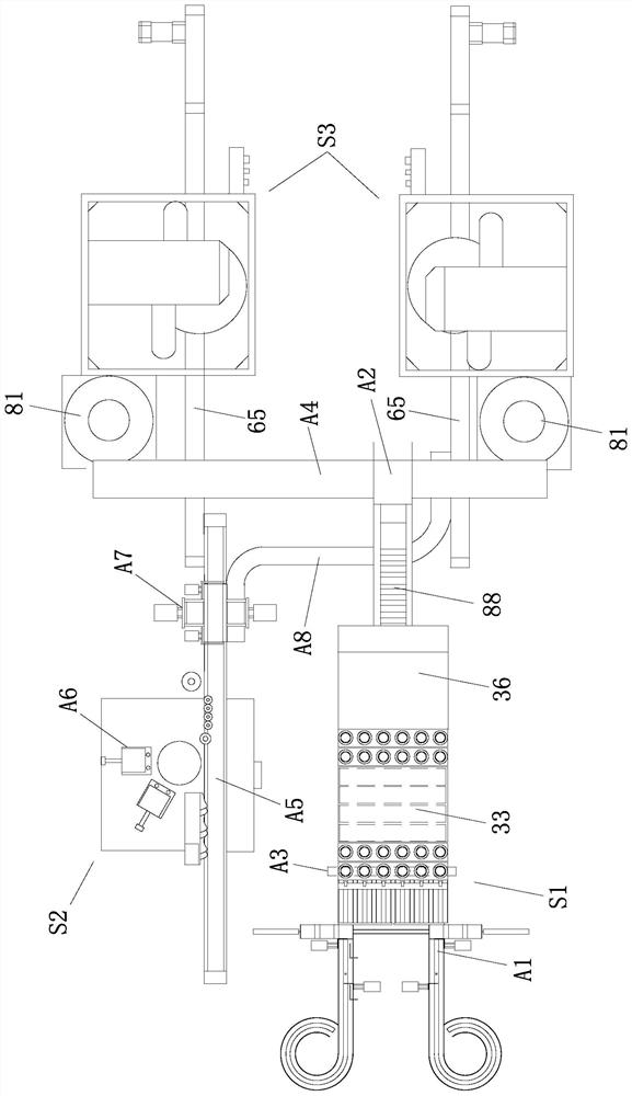 Automatic production line for packaging bottles