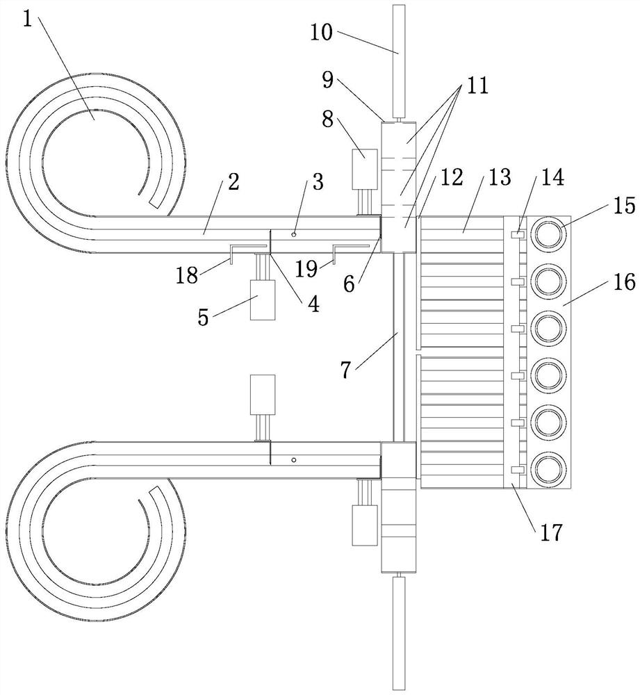 Automatic production line for packaging bottles