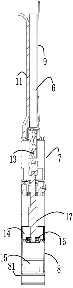 Deep-well pump with filtering device