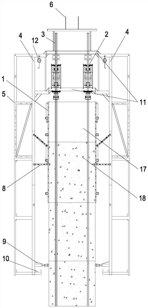 High-pier hydraulic jacking integral type steel frame platform rollover construction system and construction method