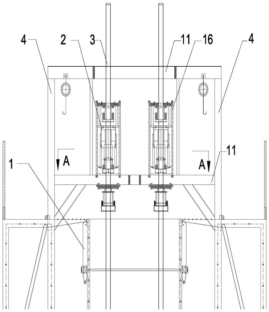 High-pier hydraulic jacking integral type steel frame platform rollover construction system and construction method