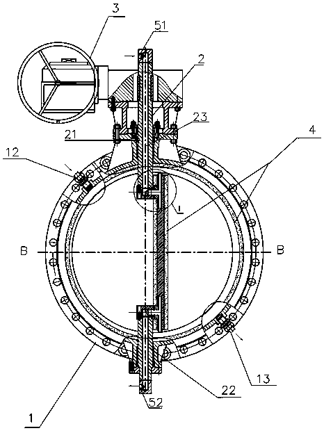 Ultra-high-temperature butterfly valve