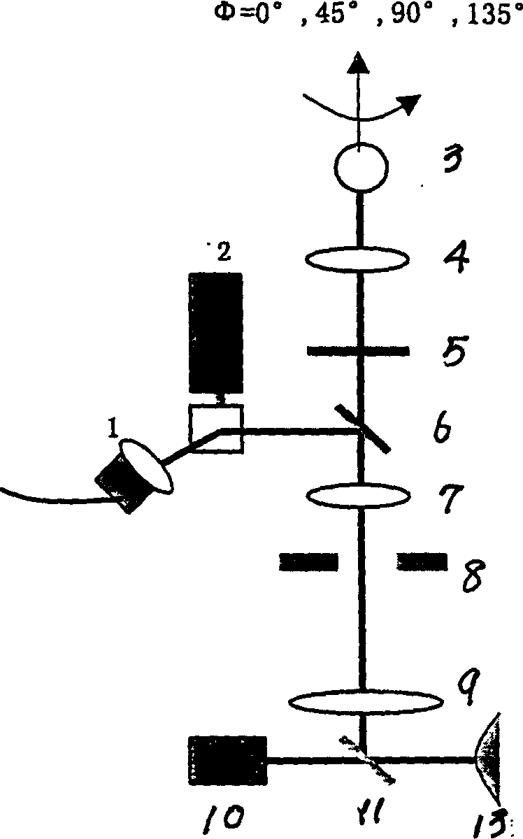 Measuring arm of optical coherent tomographic eye examining instrument used together with split lamp