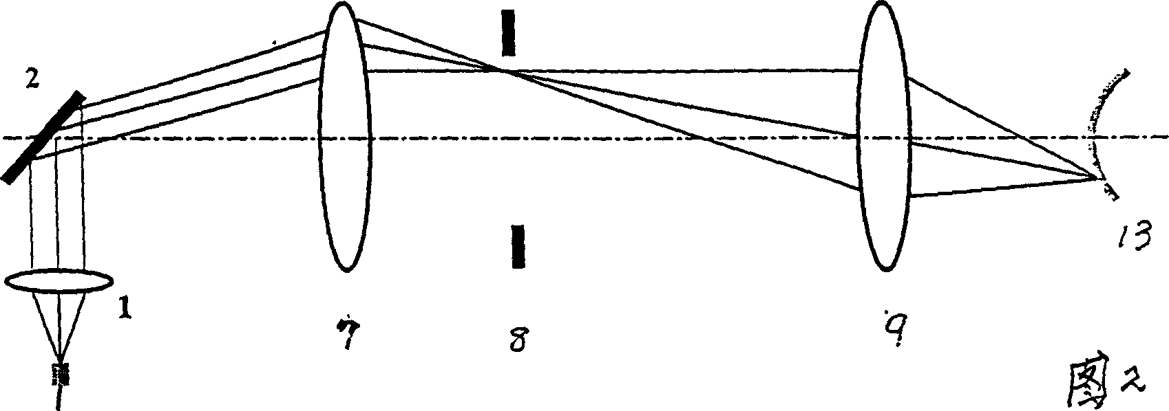 Measuring arm of optical coherent tomographic eye examining instrument used together with split lamp