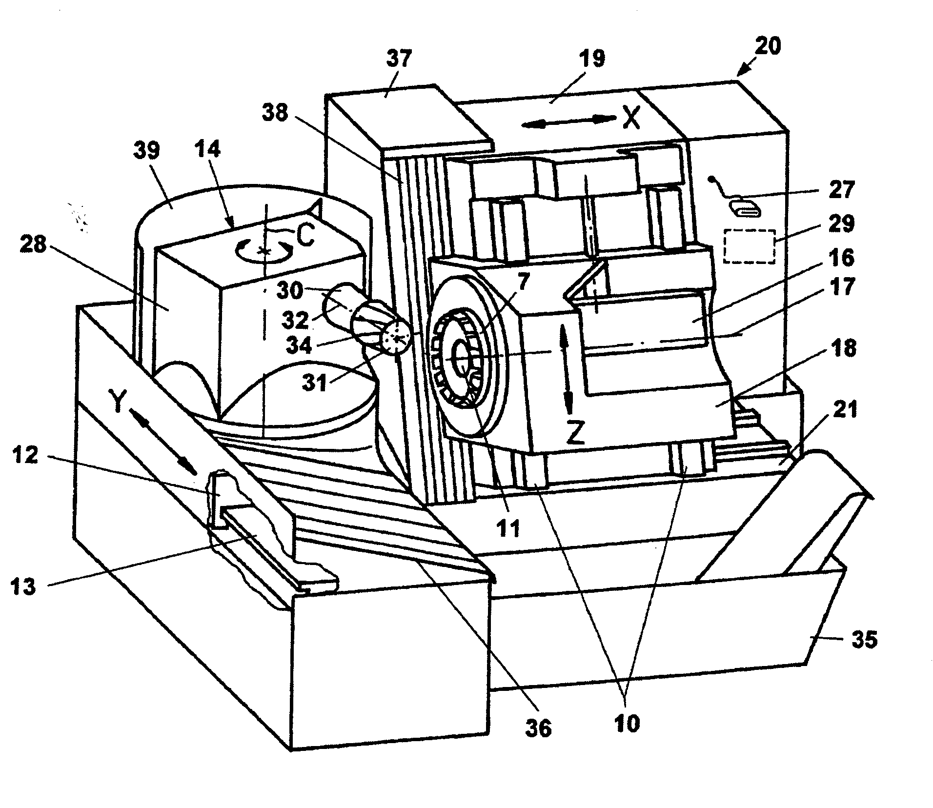 Bevel gear cutting machine for chamfering and/or deburring edges on the teeth of a bevel gear