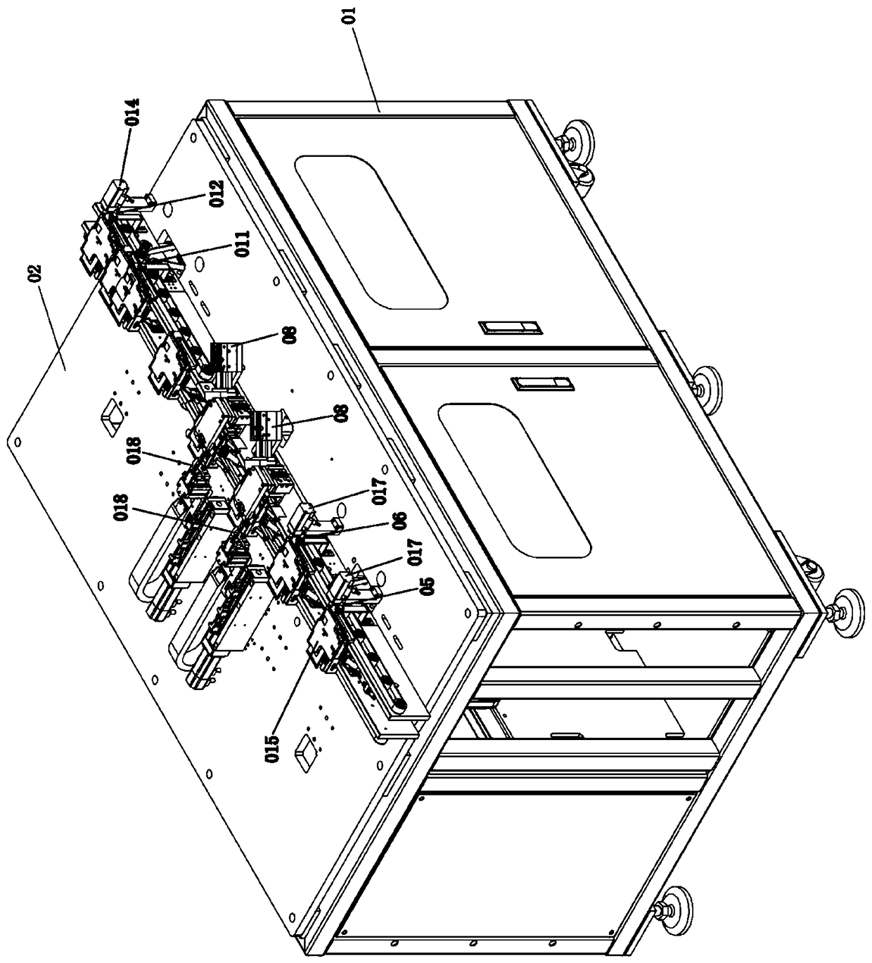 An automatic snap-in machine for fastening battery connectors and battery test boards