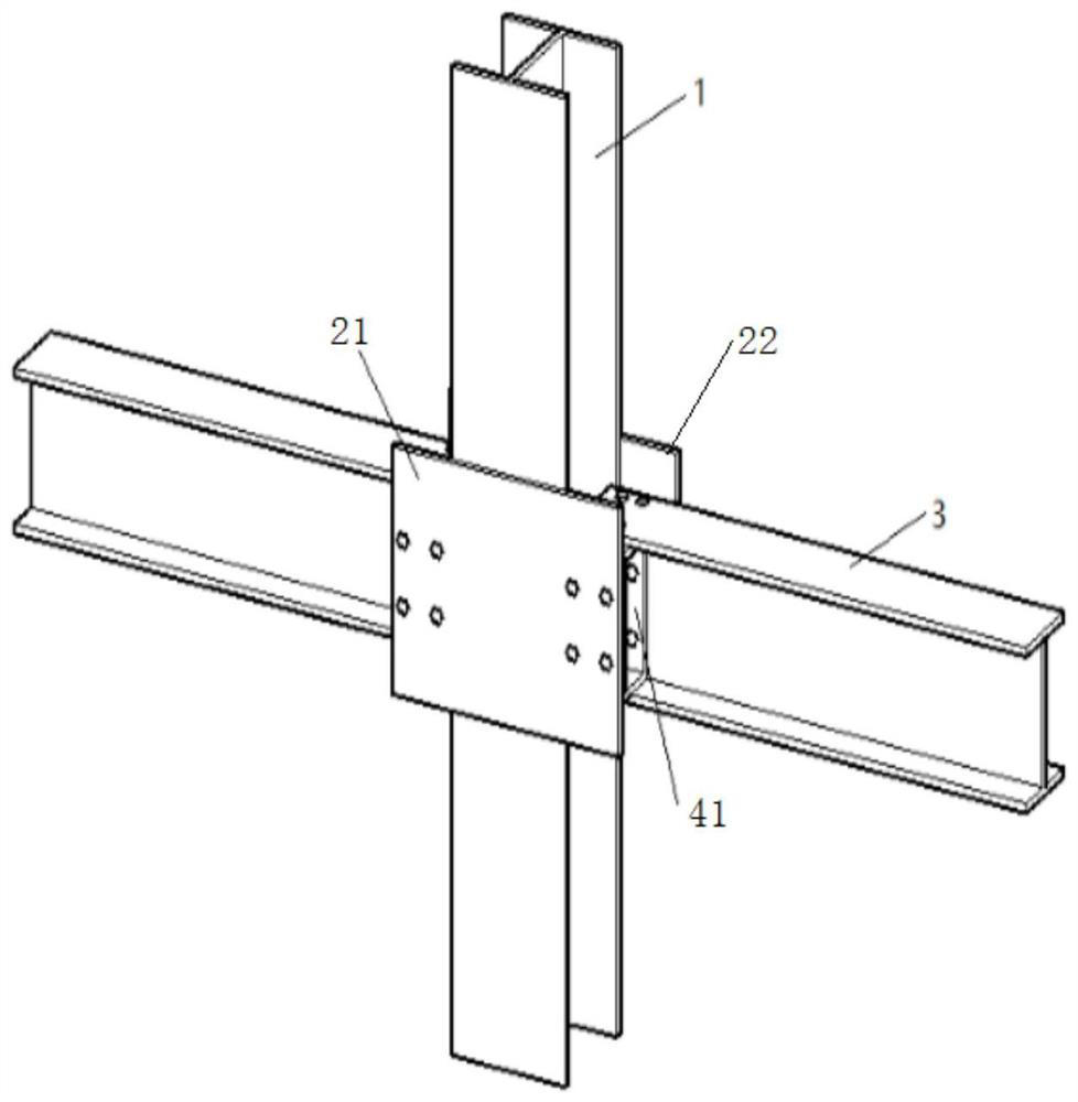 Assembly type steel structure beam column weak shaft connecting joint ...