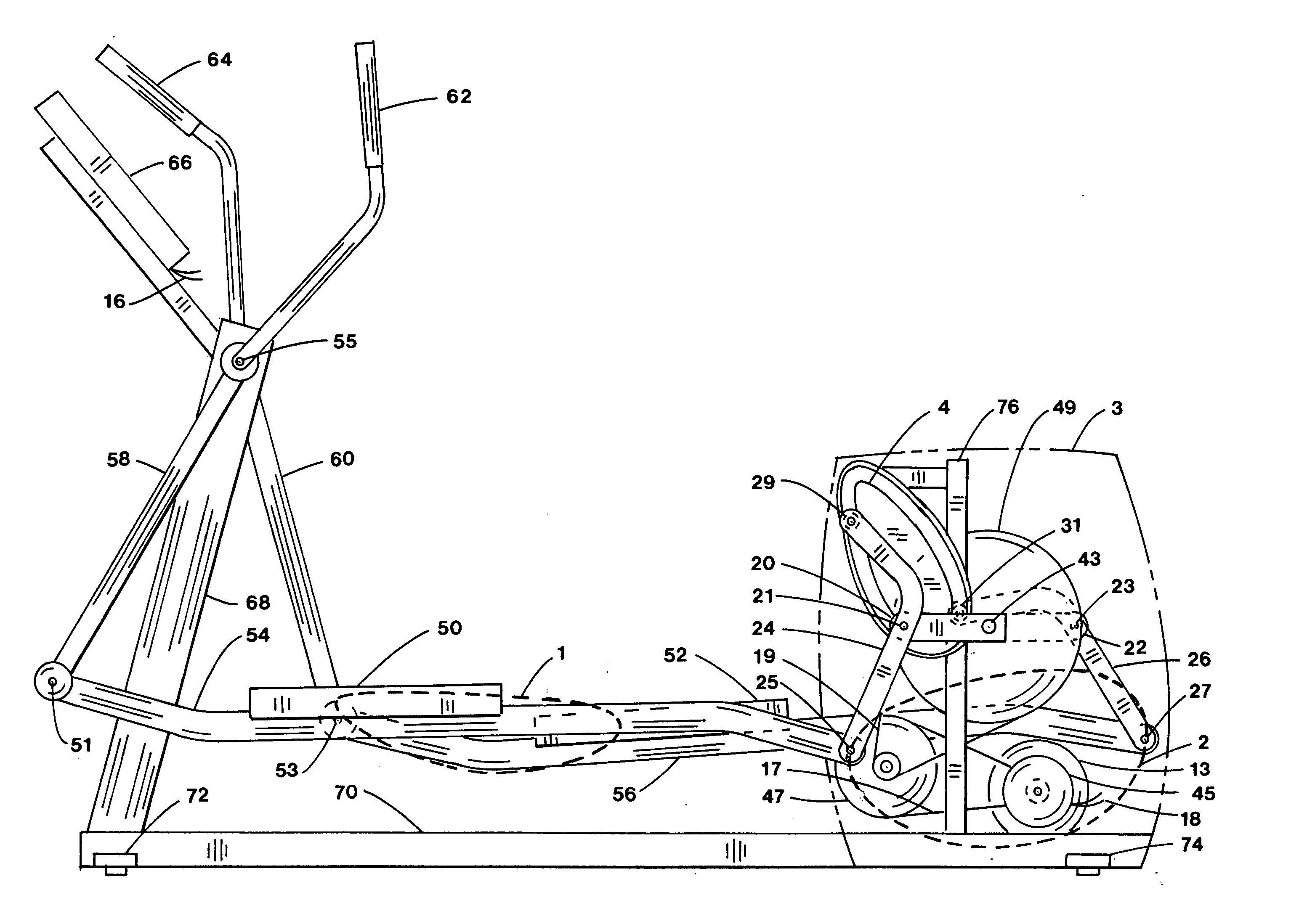 Elliptical exercise apparatus cams