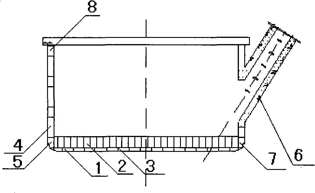 Inside lining building method for aluminium electrolysis two-man ladle