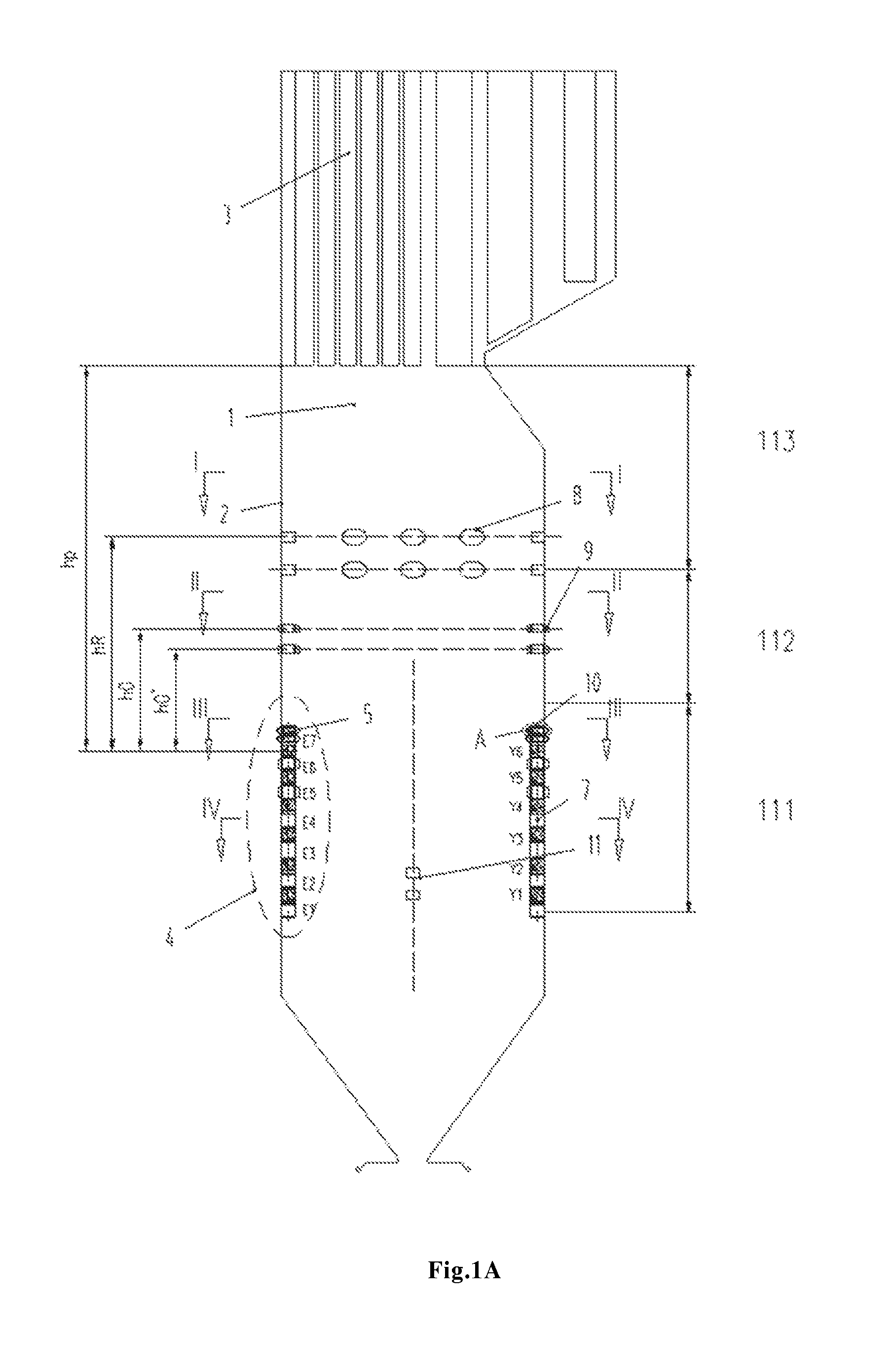 Pulverized coal fired boiler with wall-attachment secondary air and grid overfire air