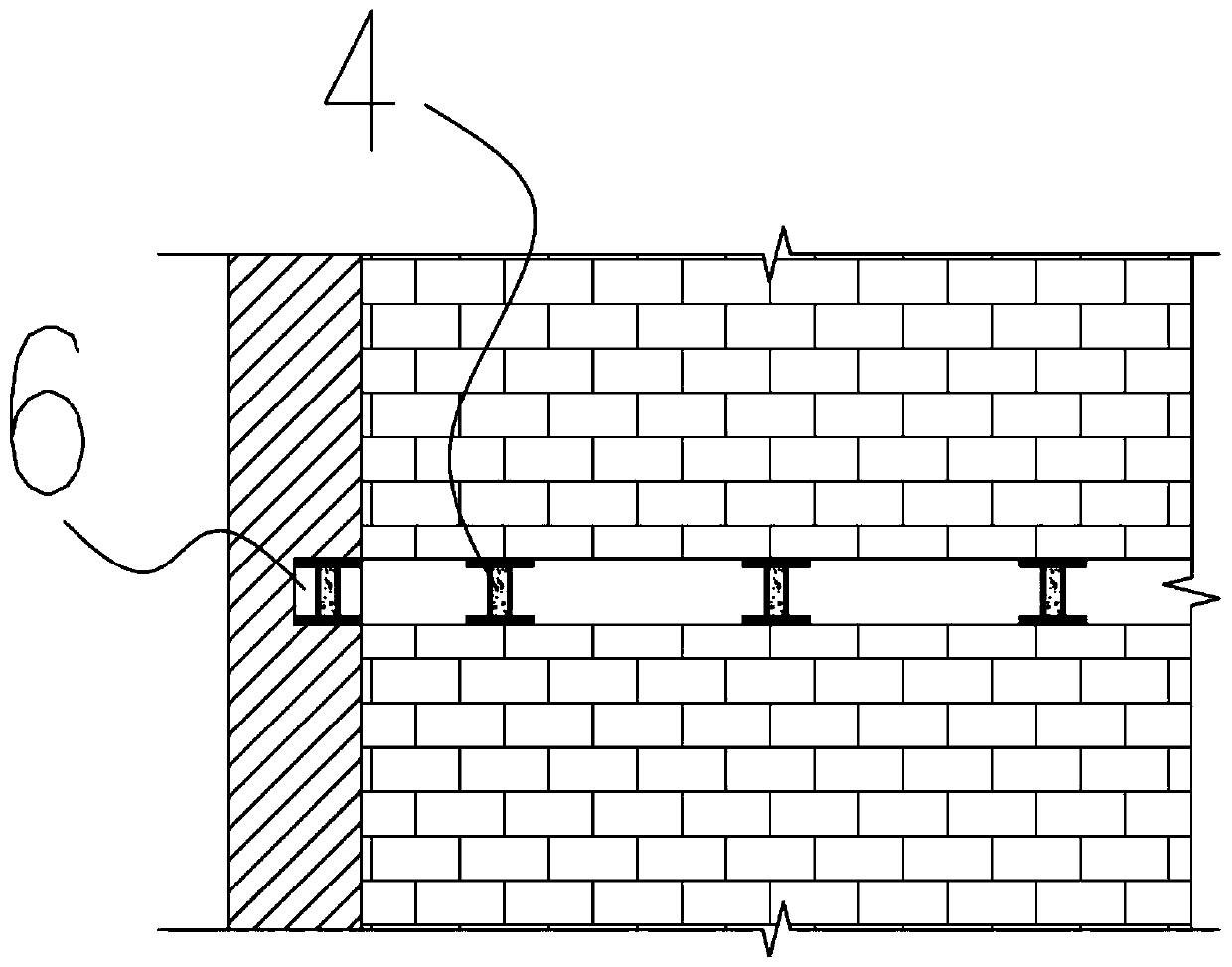 Construction method for changing hollow floors into cast-in-situ floors under support