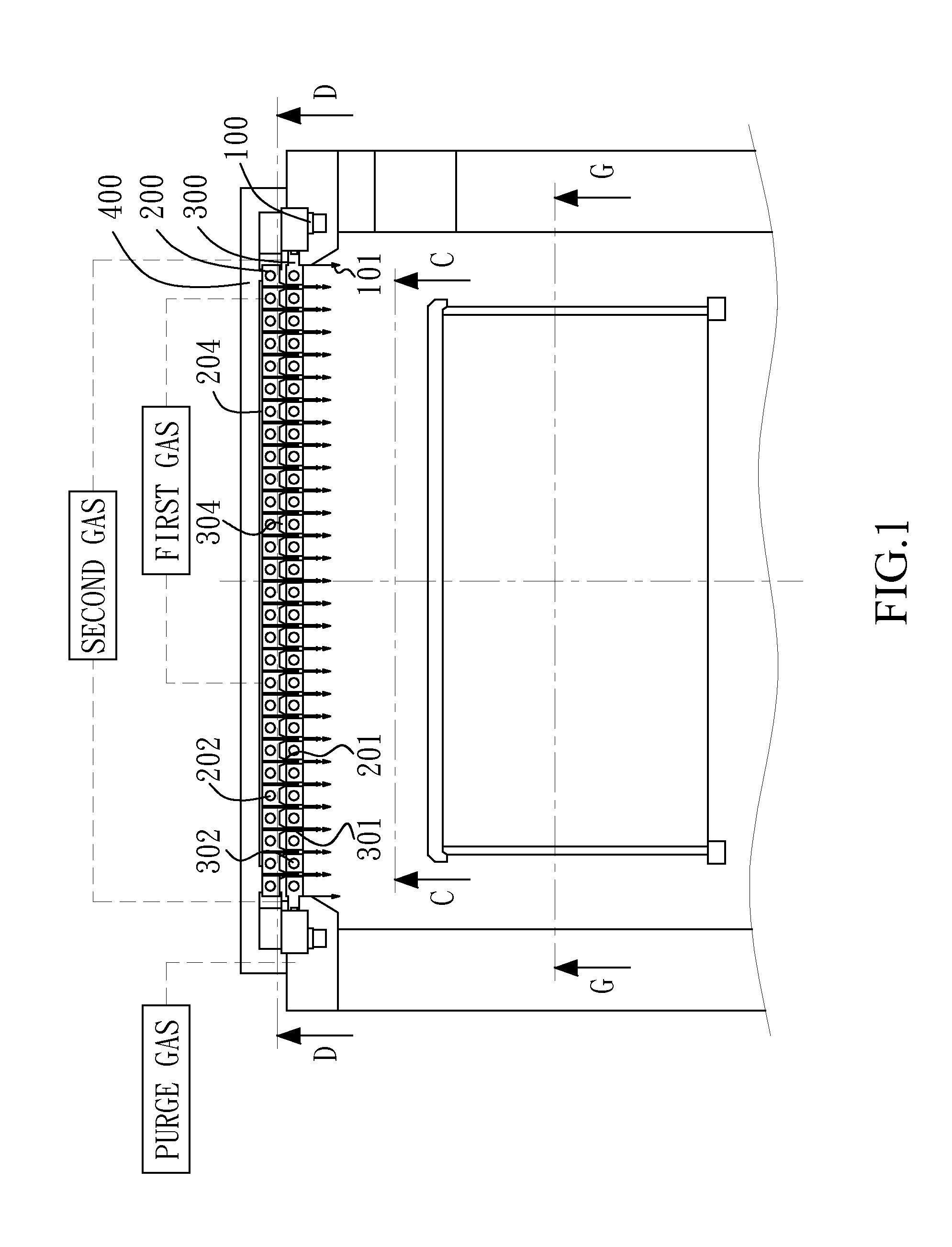 Gas Treatment Apparatus with Surrounding Spray Curtains
