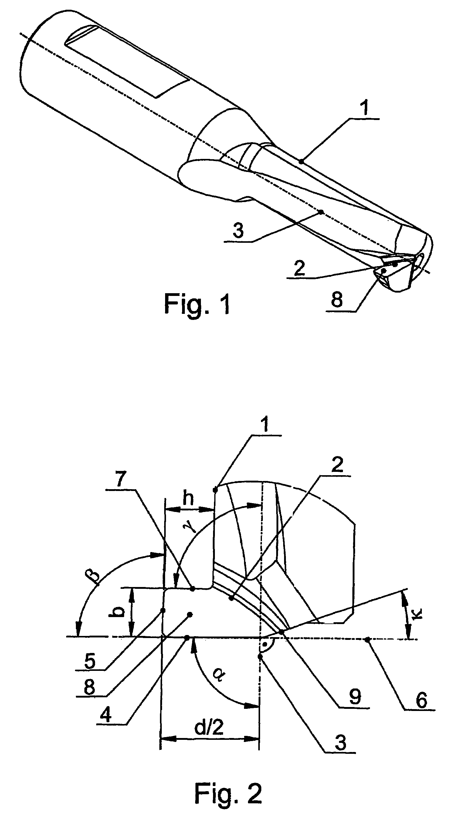 Cutting tool for rotating and drilling into solid blocks