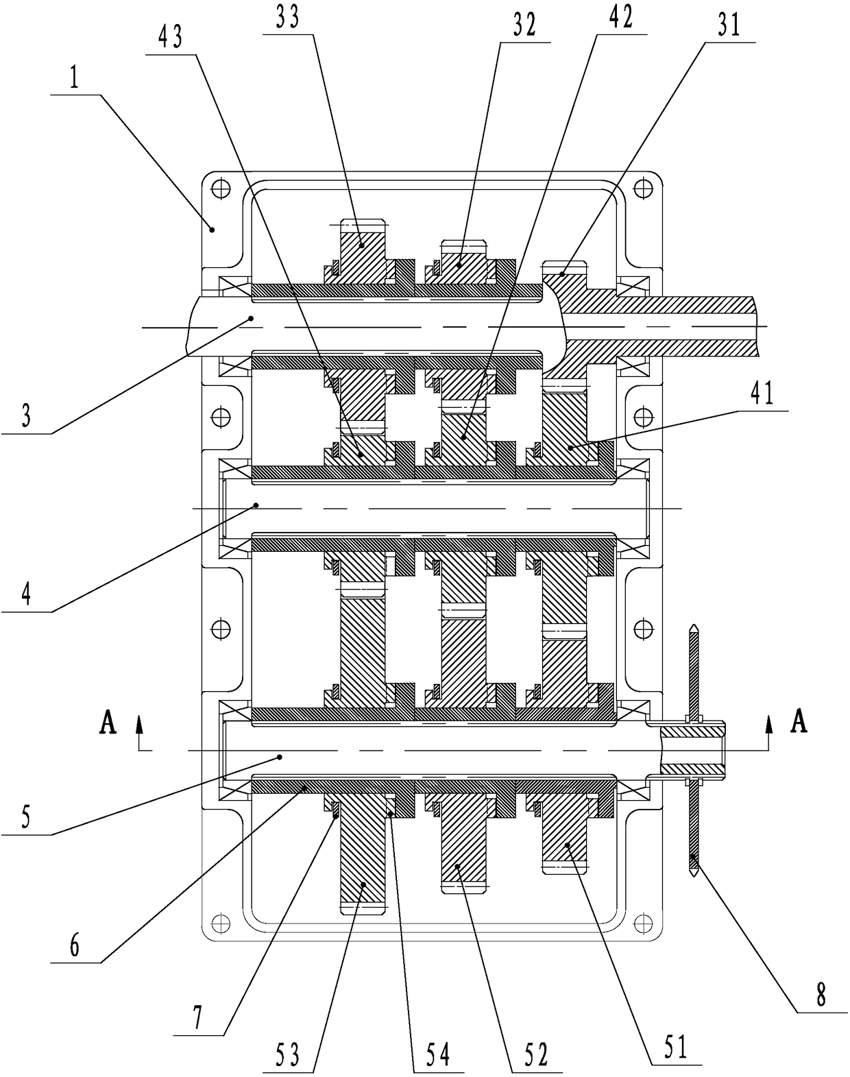 Bicycle center shaft gearbox with multi-gear shifting and electronically controlled double shifting mode