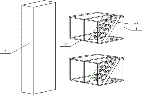 Bridge high pier segmentation split mounting type stairway for personnel to go up and down and construction method thereof