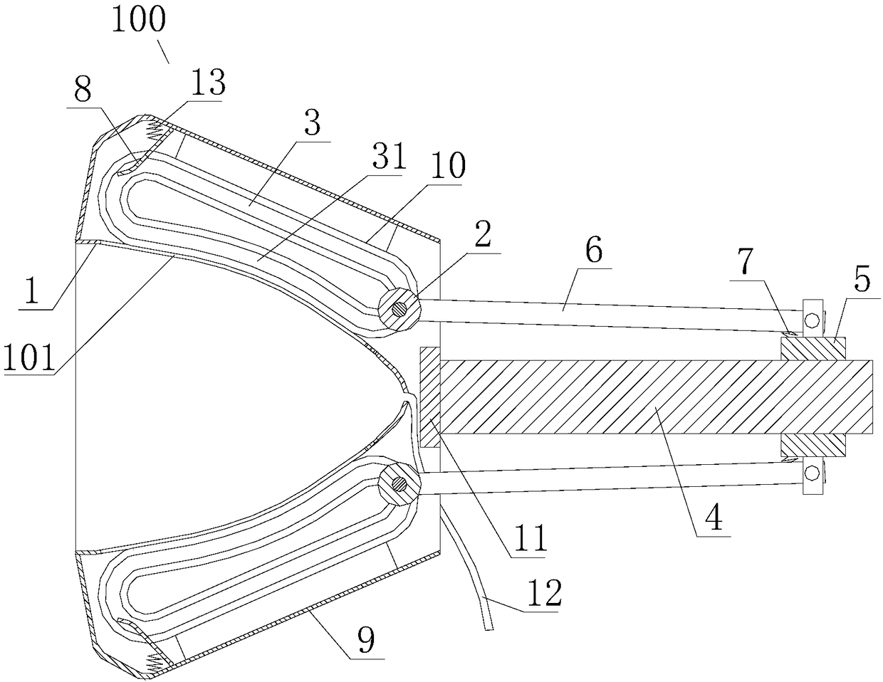 Lactiferous duct dredging and breast beautifying device