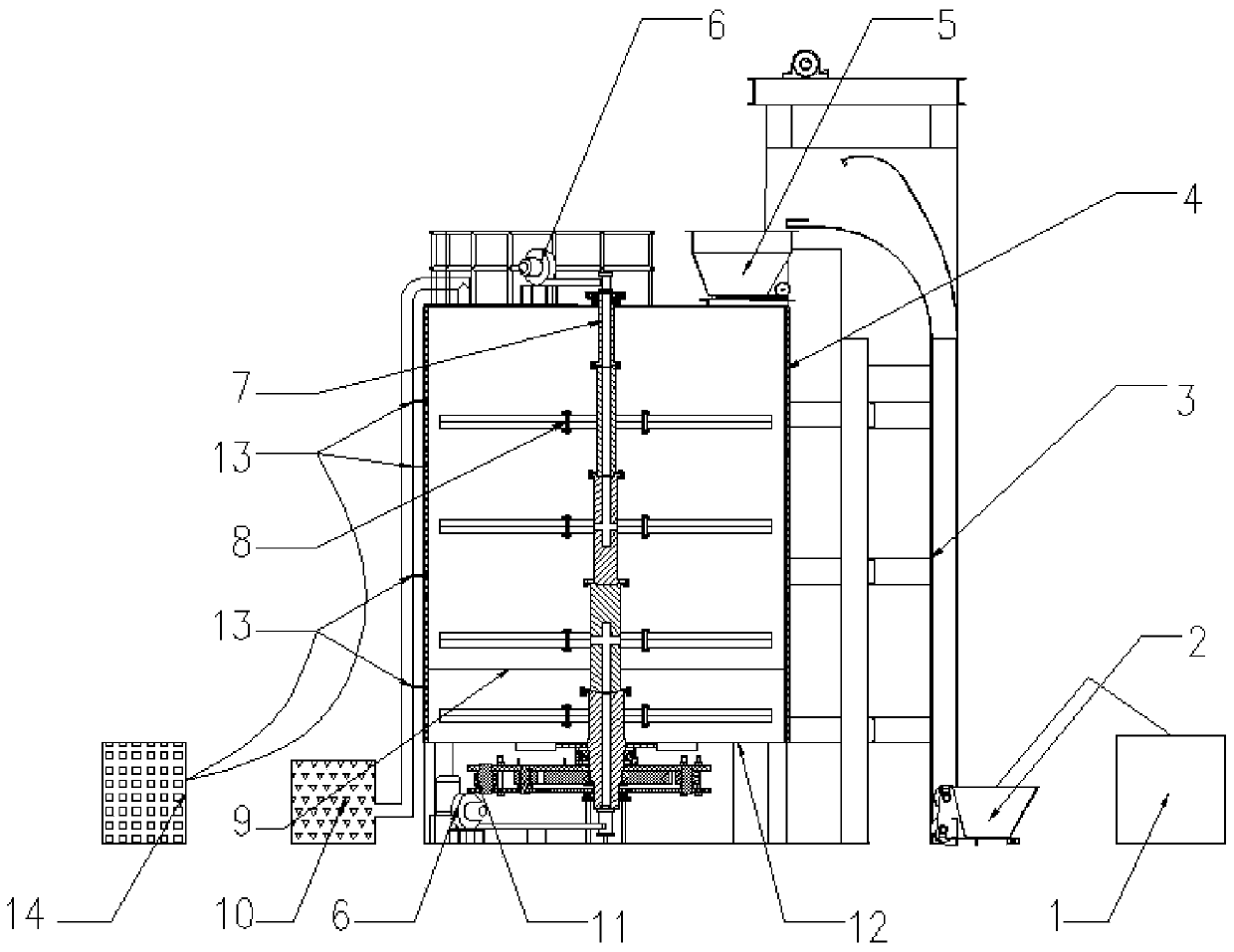 A continuous aerobic composting device for dead livestock and poultry in livestock and poultry farms and its treatment method