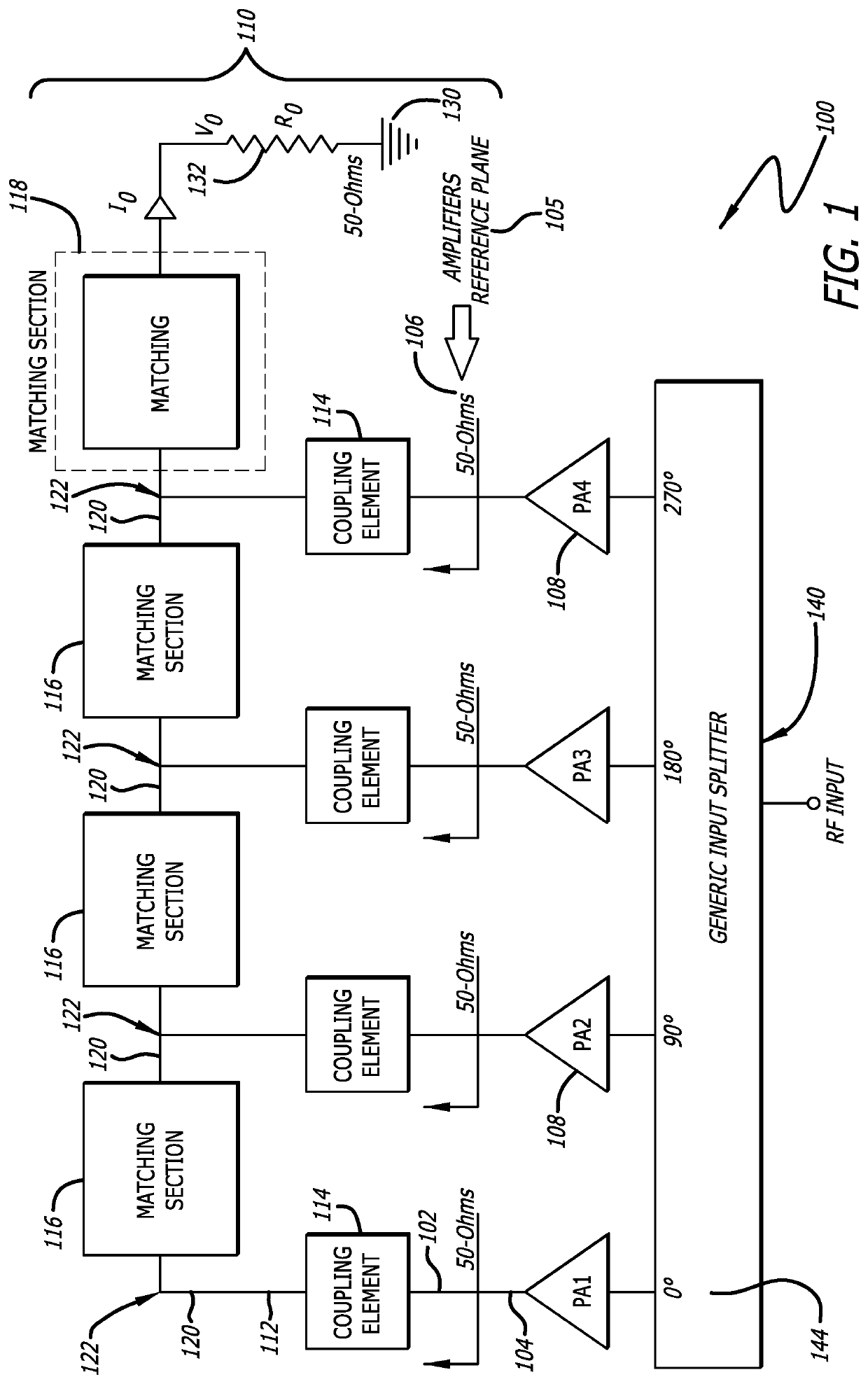 Microwave and radio frequency (RF) power electronics system having power combiner circuit