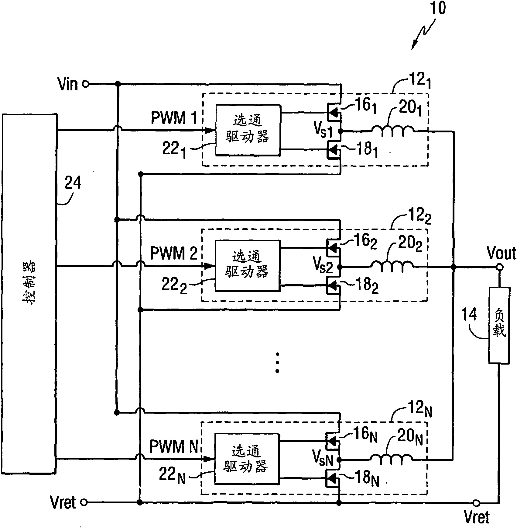Power supply providing ultrafast modulation of output voltage