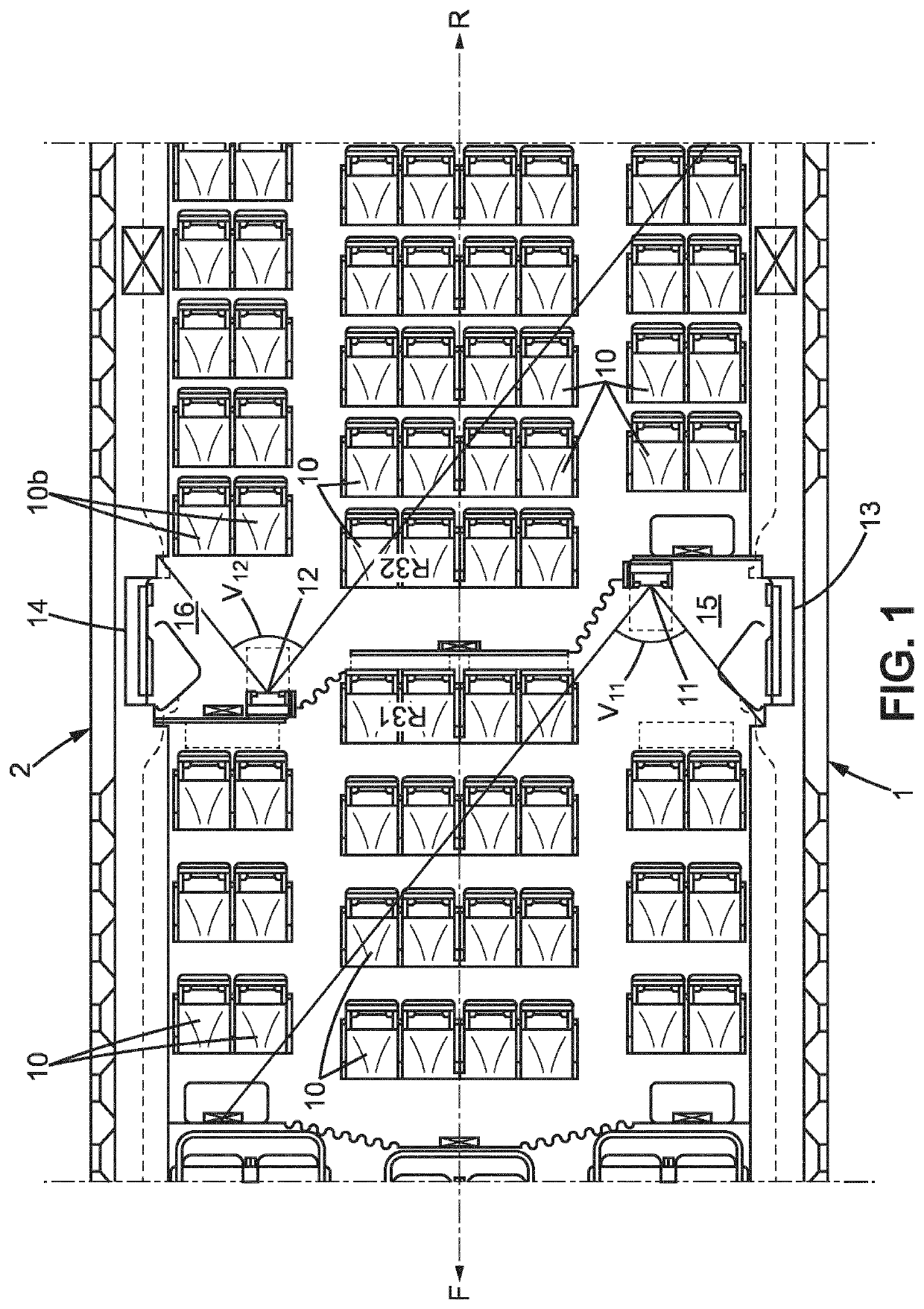 Monument assembly for aircraft comprising a cabin monitoring system