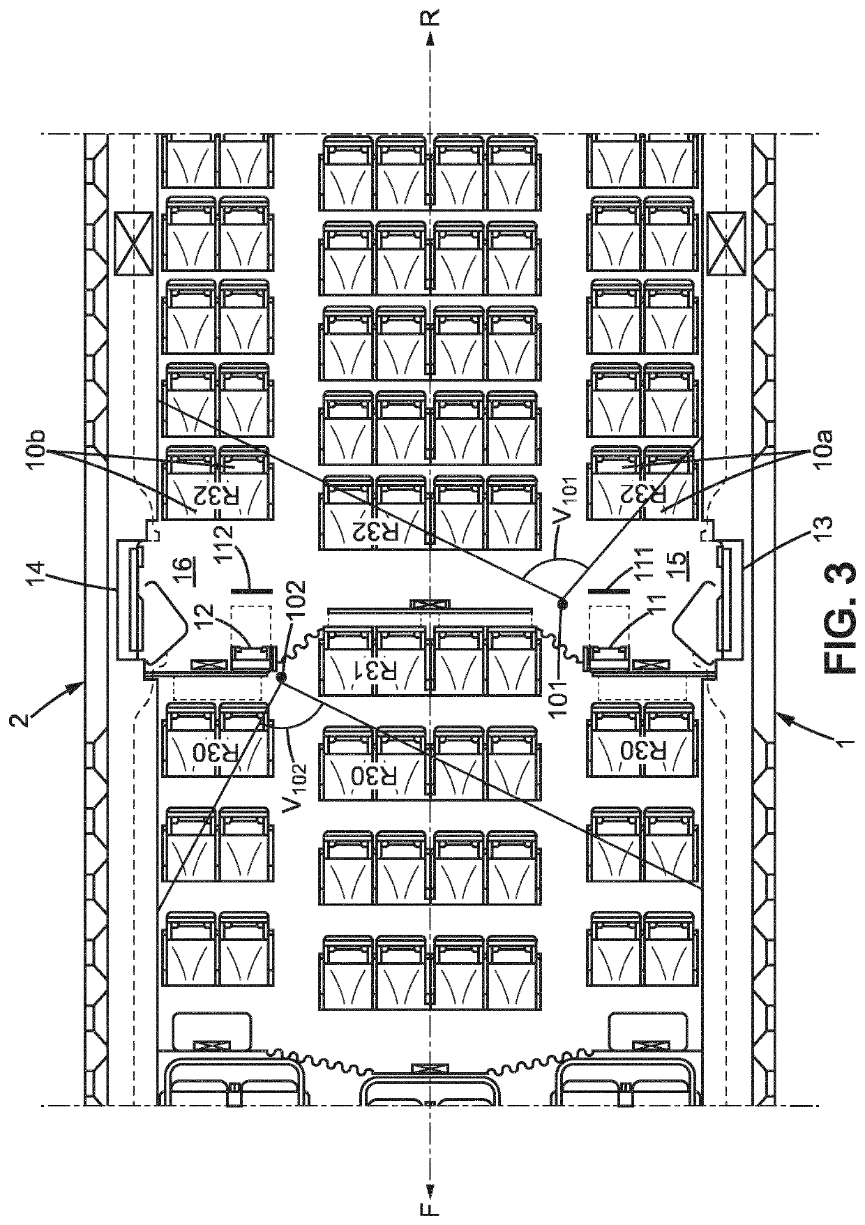 Monument assembly for aircraft comprising a cabin monitoring system