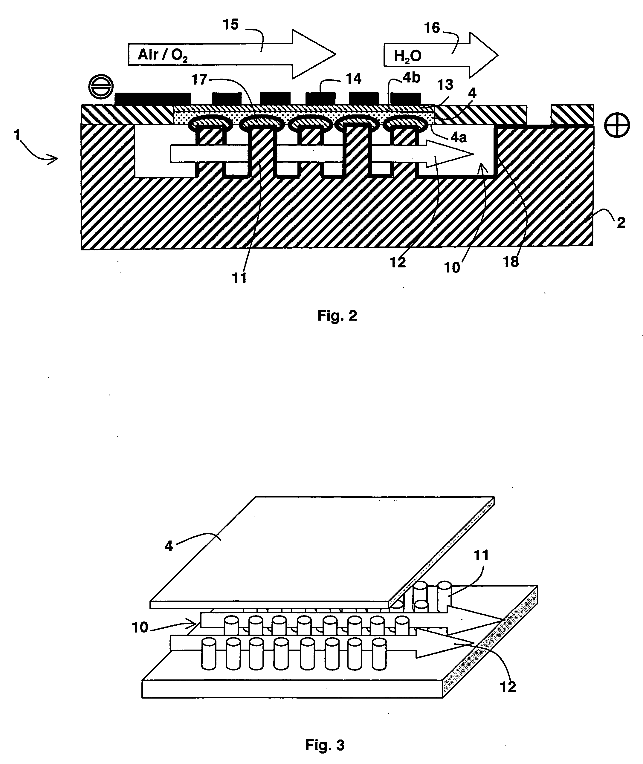 Fuel cell in which a fluid circulates essentially parallel to the electrolytic membrane and method for production of such a fuel cell