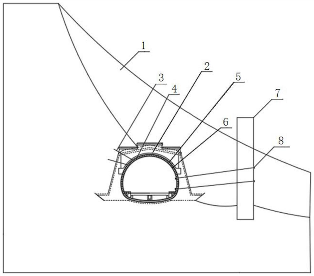 Tunnel anti-skid reinforcing structure suitable for underneath pass landslide