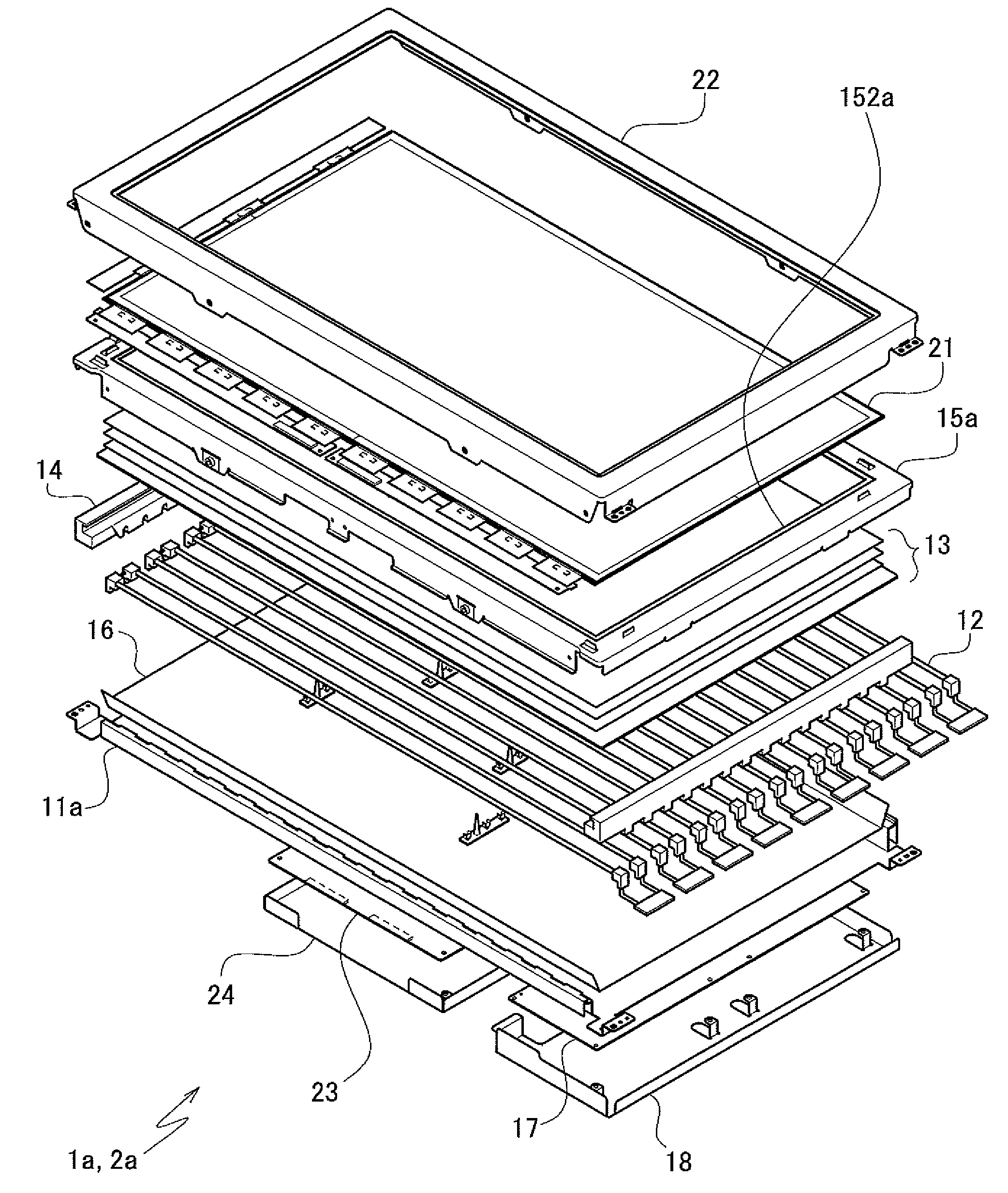 Chassis for an illuminating unit, and an illuminating unit, a display device and a television receiver incorporating the chassis