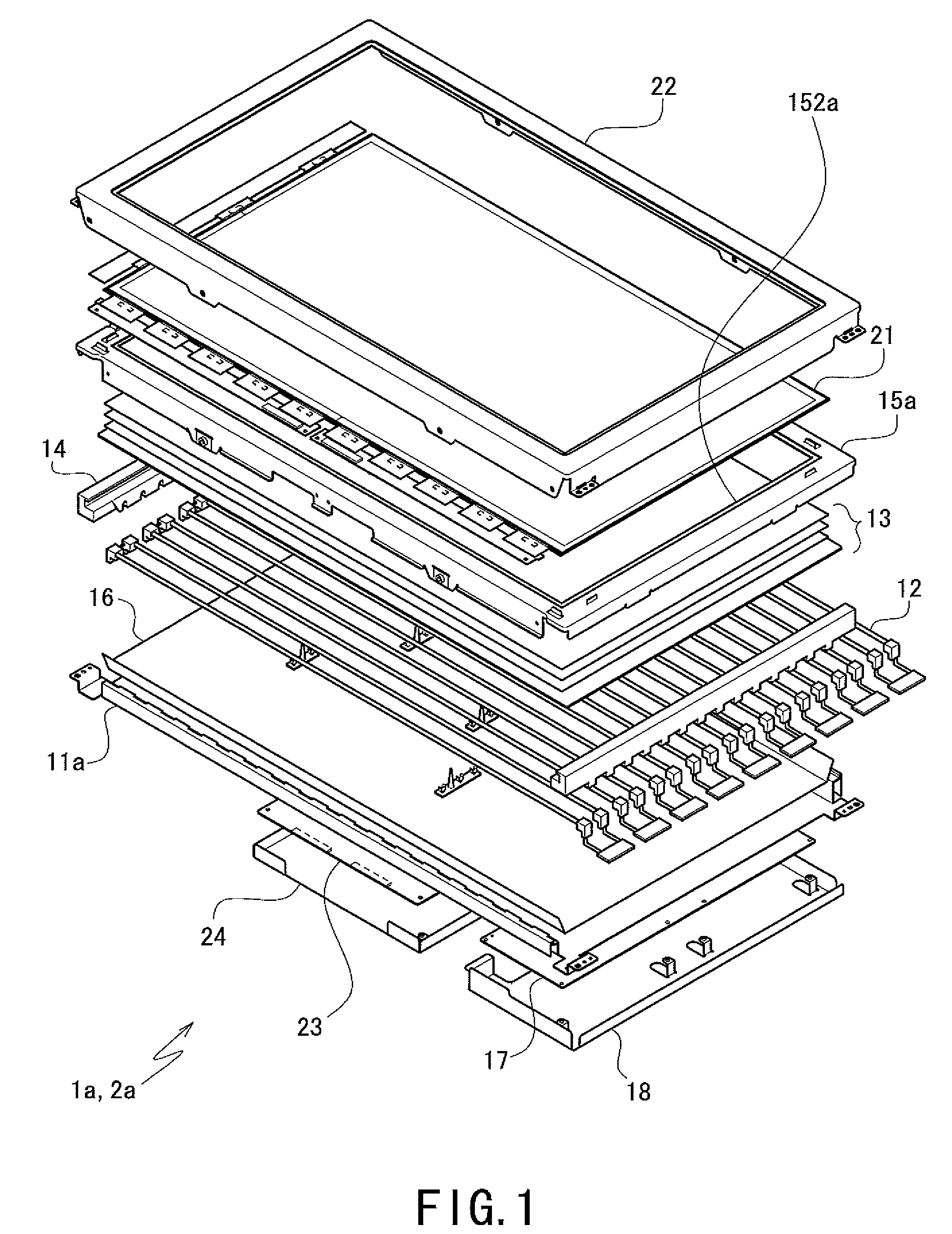 Chassis for an illuminating unit, and an illuminating unit, a display device and a television receiver incorporating the chassis