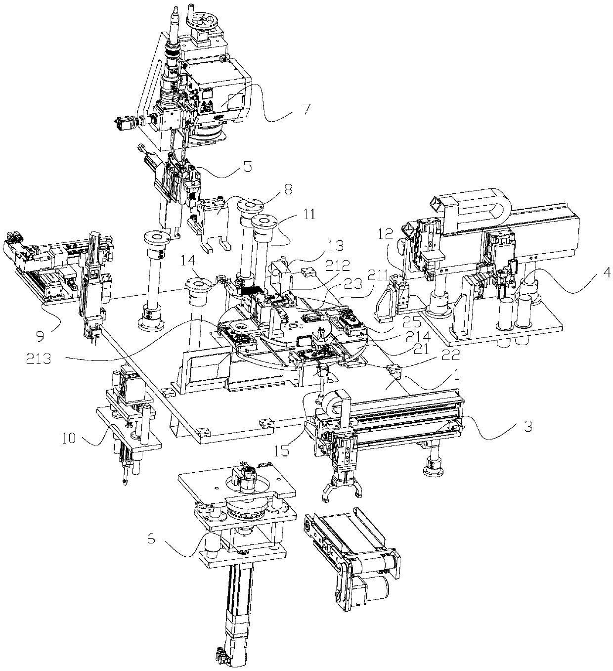 Gear case gear shaft pin head laser welding feeding and discharging device