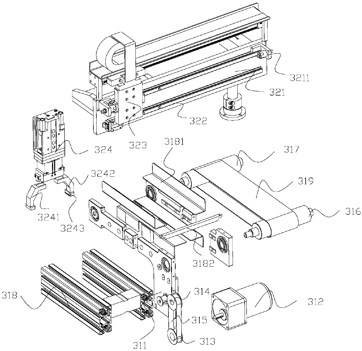 Gear case gear shaft pin head laser welding feeding and discharging device