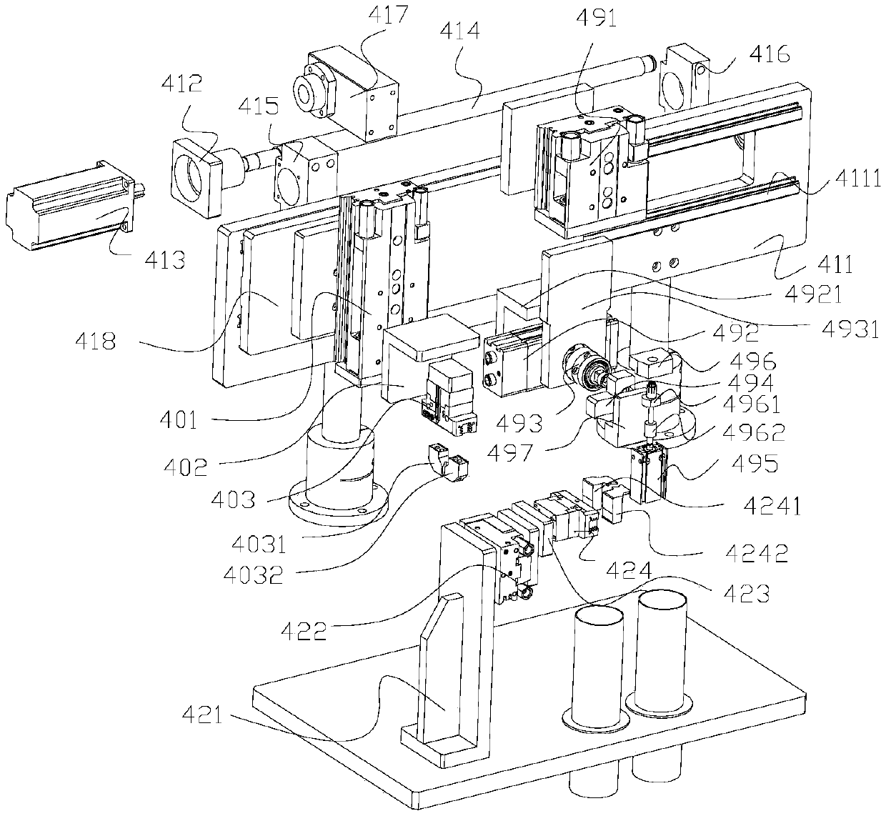 Gear case gear shaft pin head laser welding feeding and discharging device