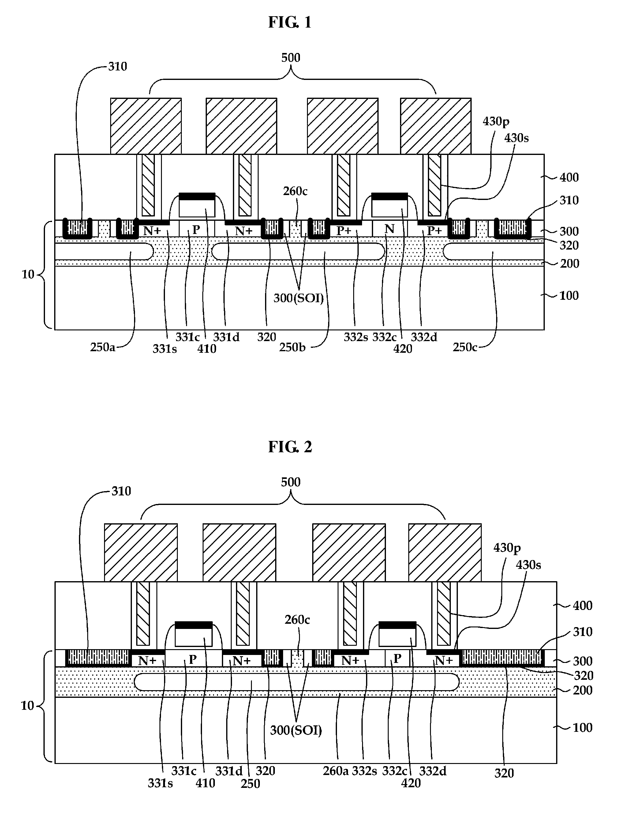 Semiconductor device with voids within silicon-on-insulator (SOI) structure and method of forming the semiconductor device