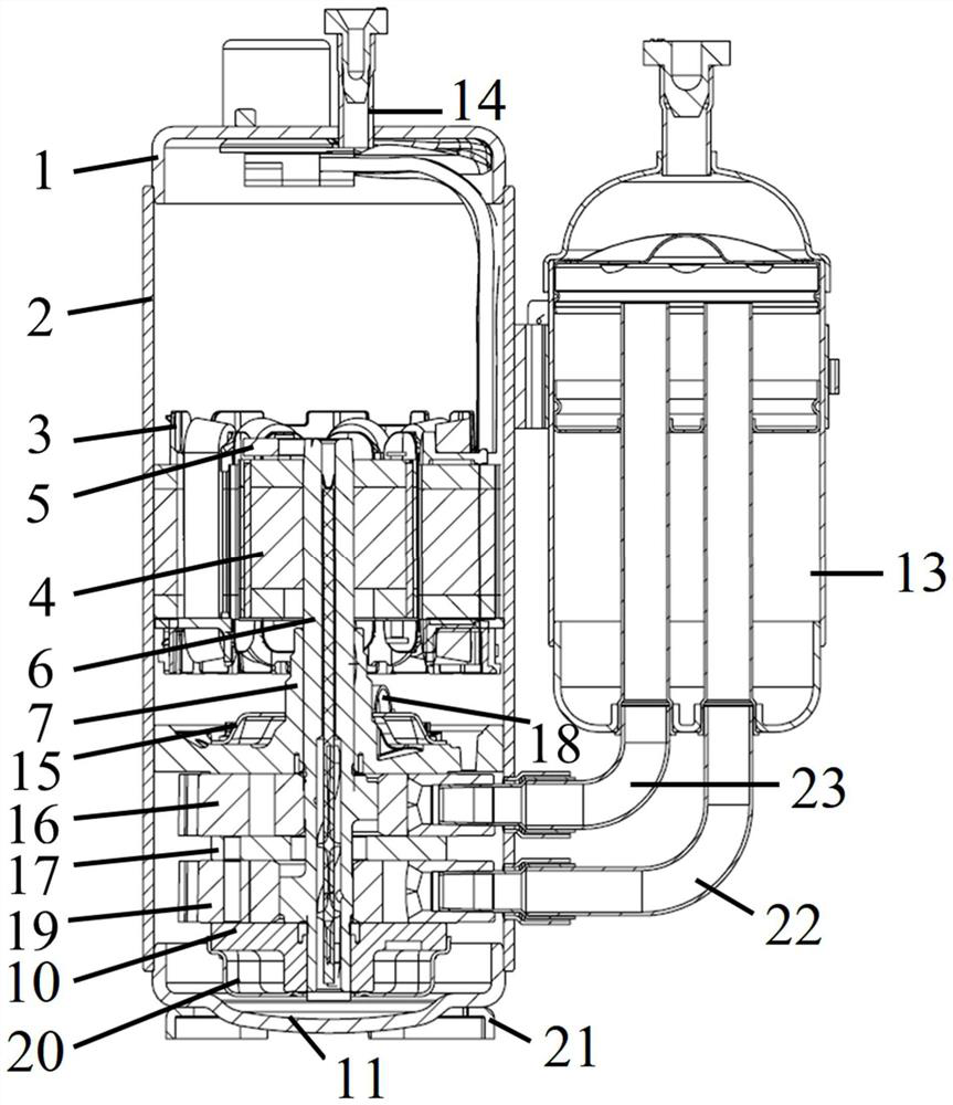 Oil separation device capable of reducing oil discharge rate and rotary compressor
