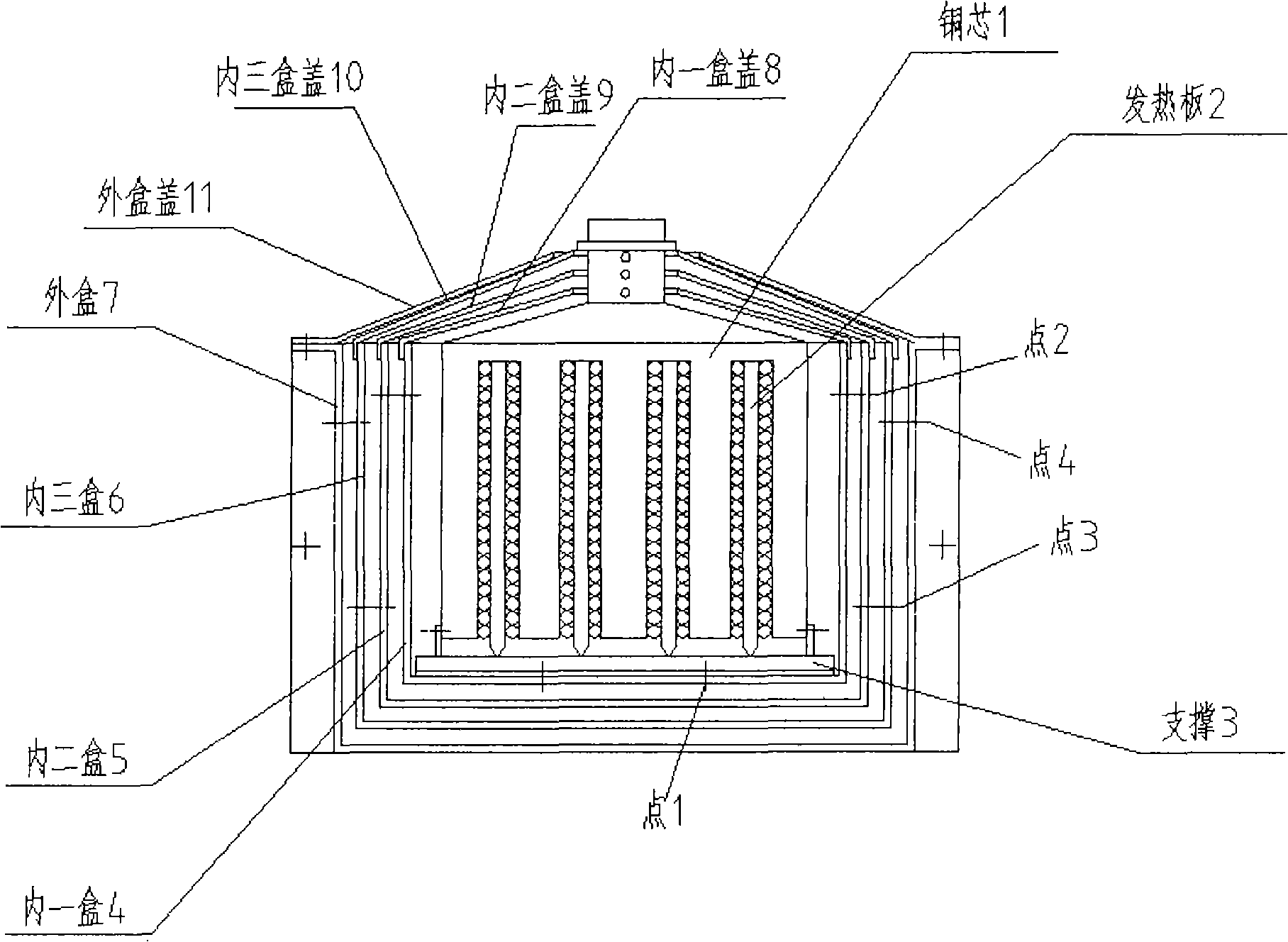 Heat flow heater with wall insulating property