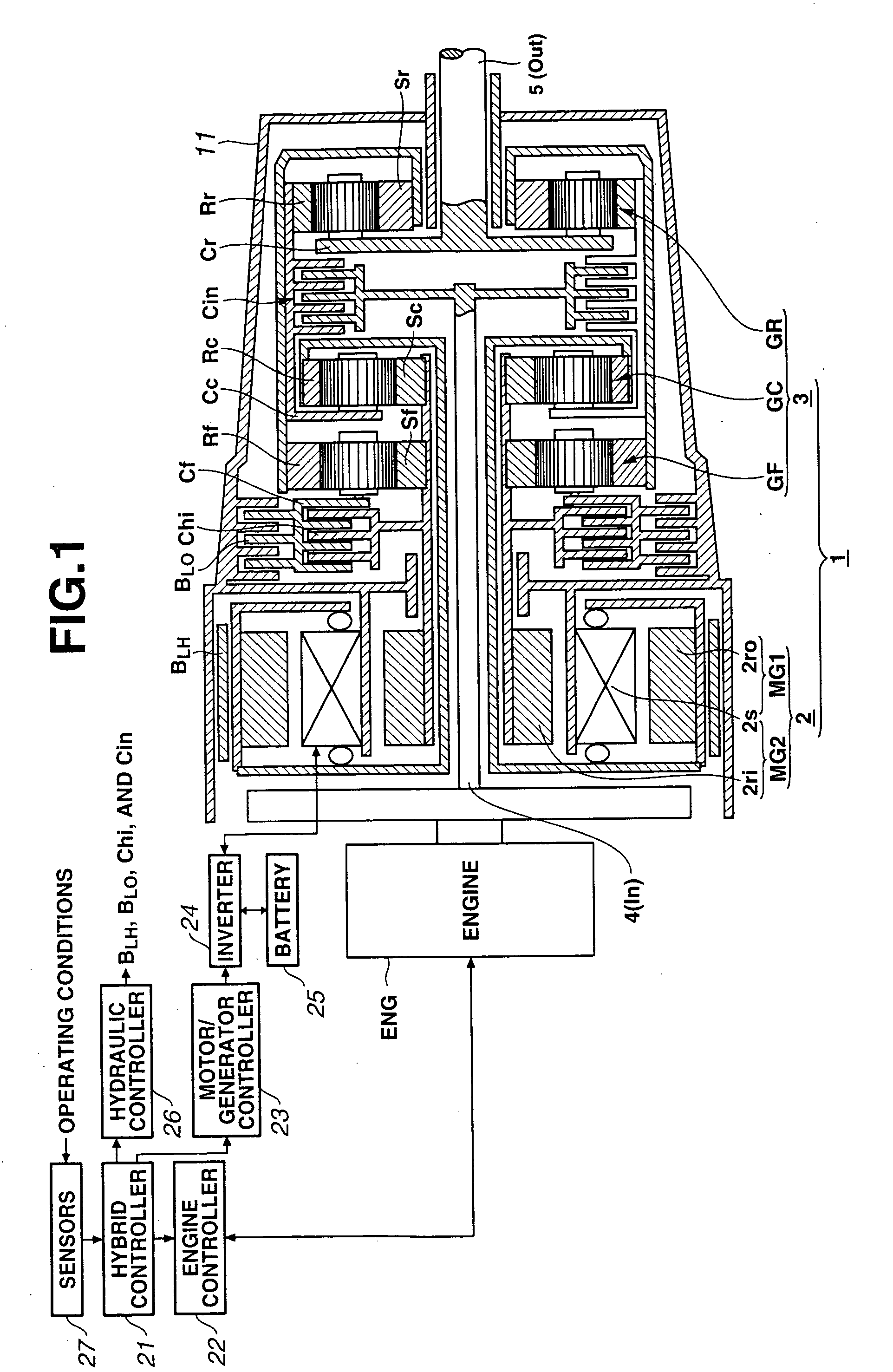 Mode switch control system for hybrid transmission