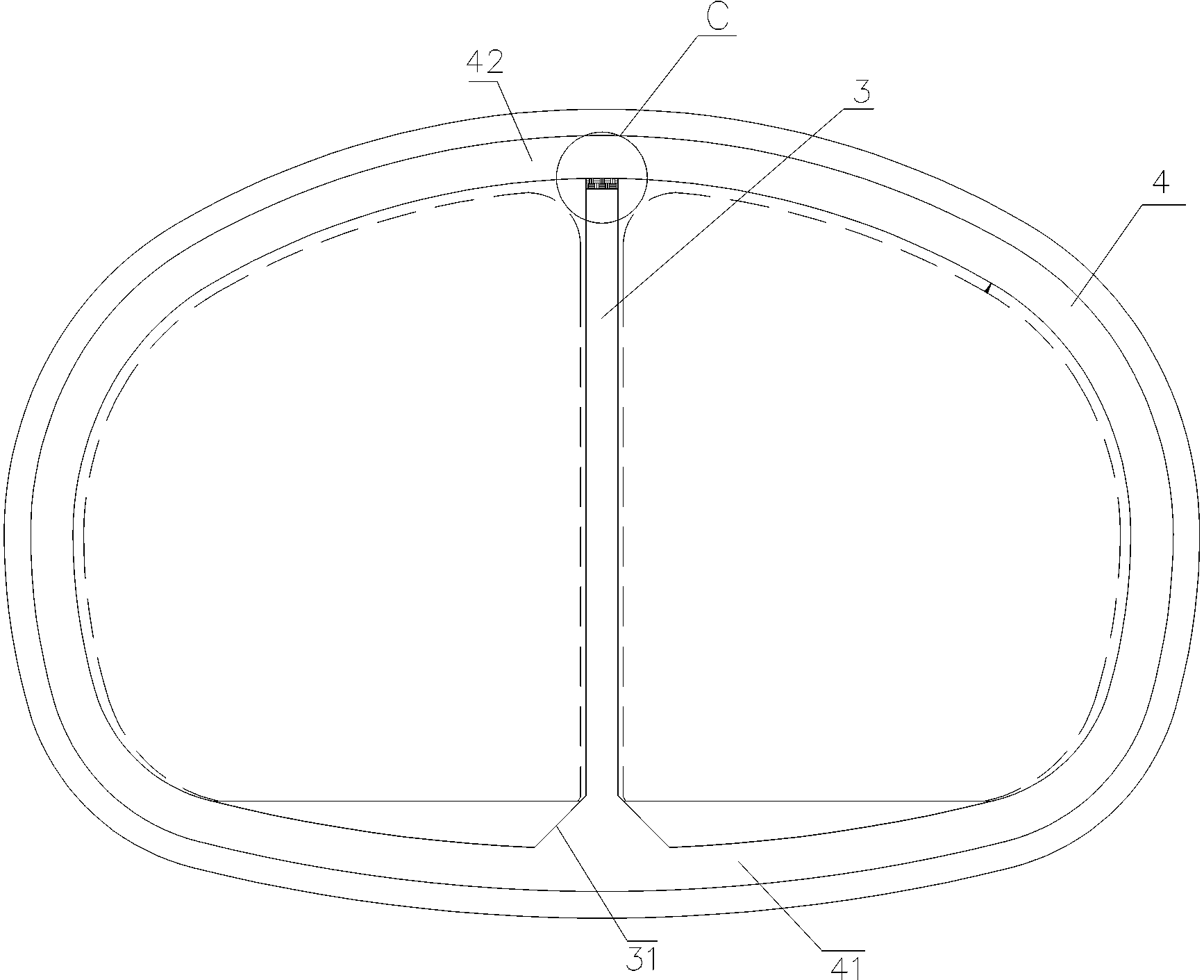 Tunnel compartment wall lining structure