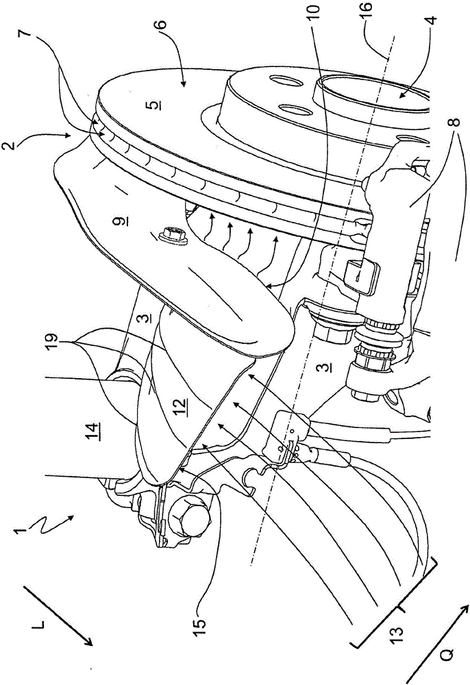 Cooling air guide for a friction lining brake of a motor vehicle