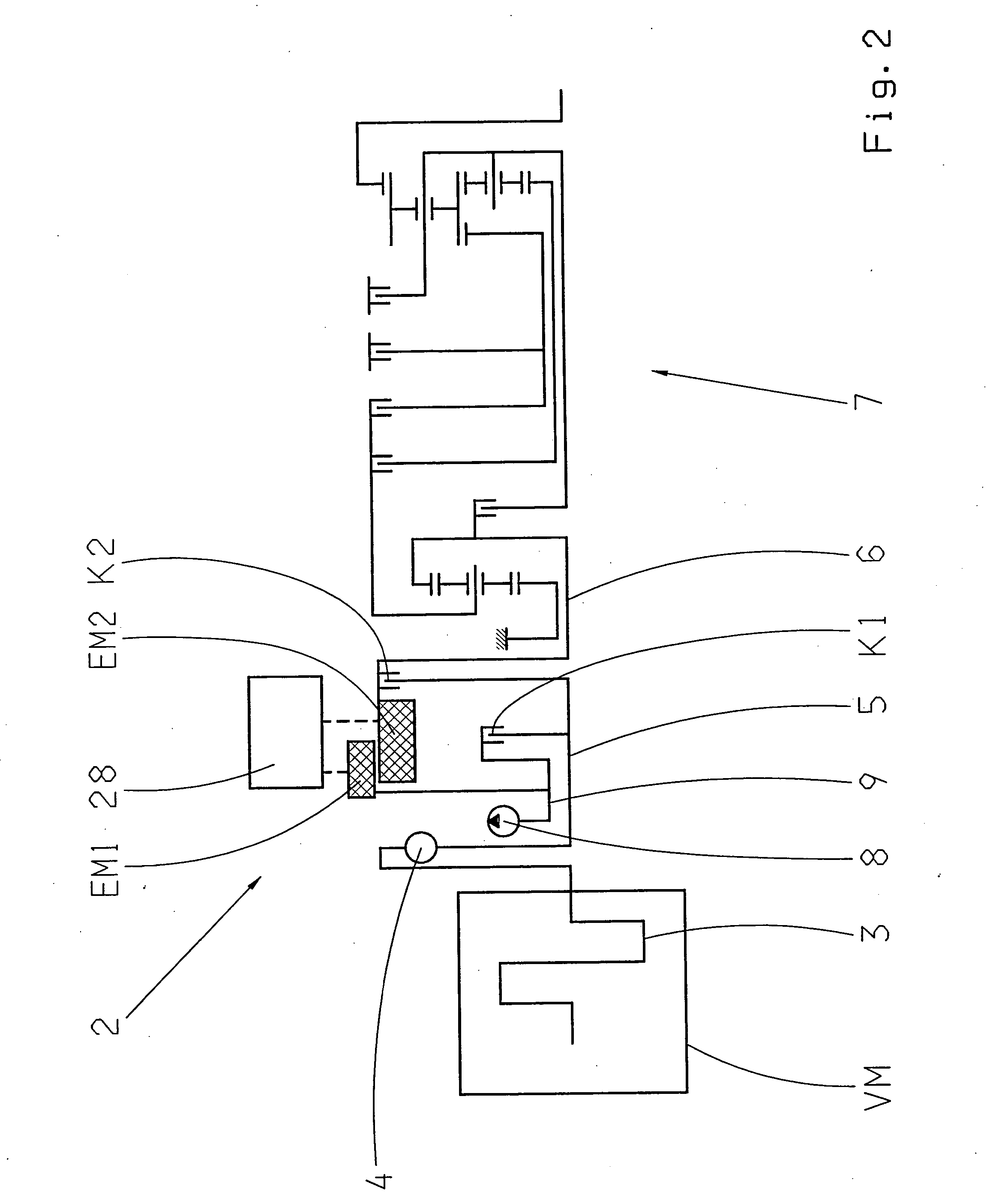 Device and method for determination of the drive-power distribution in a hybrid driveline of a vehicle
