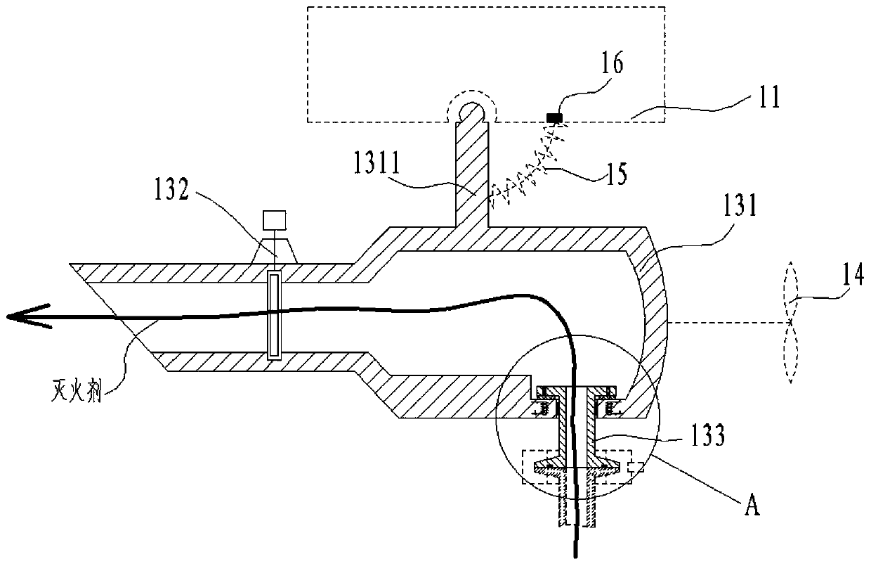 Novel communication wire and cable fire extinguishing unmanned aerial vehicle