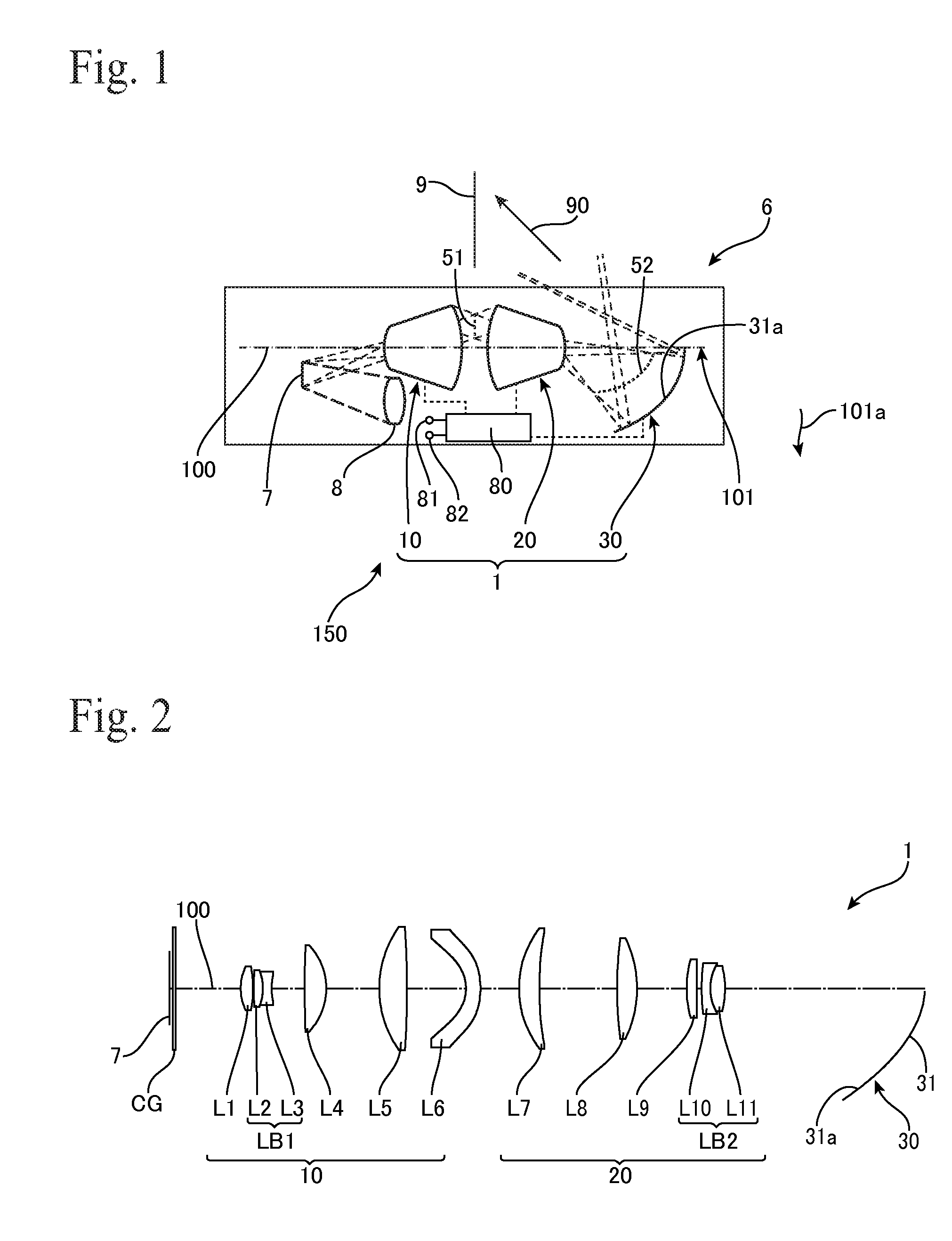 Projection optical system and projector apparatus