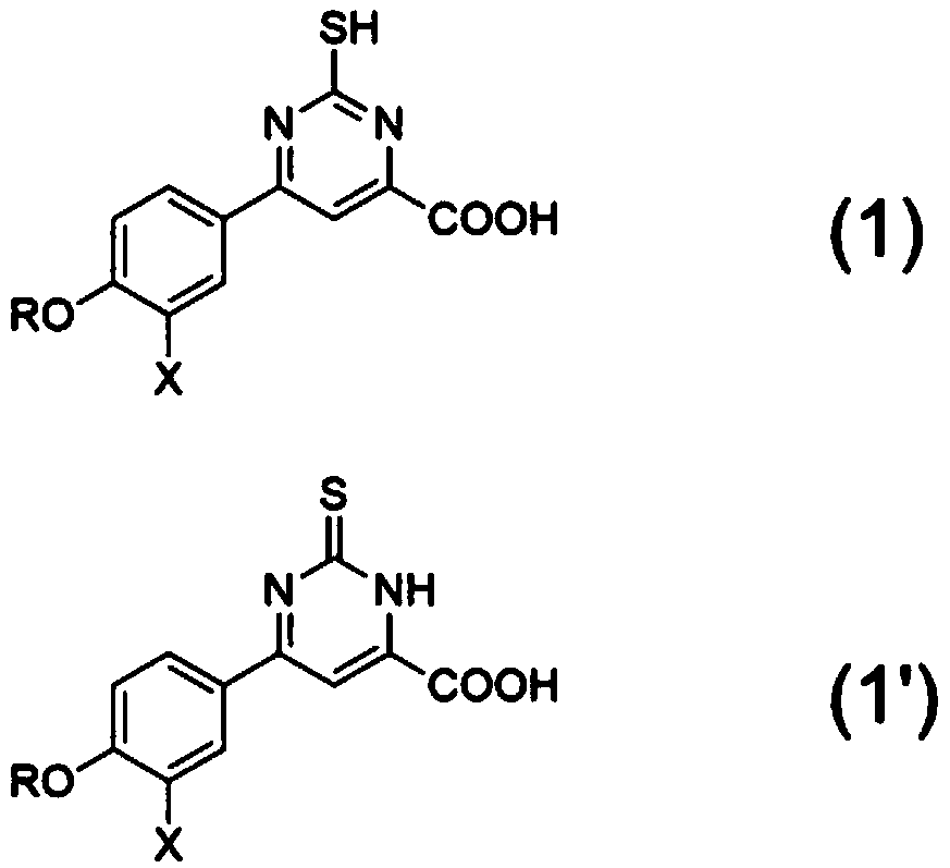 6-(3,4-substituted phenyl)-2-pyrimidinethiol-4-formate compound as well as preparation method and application thereof