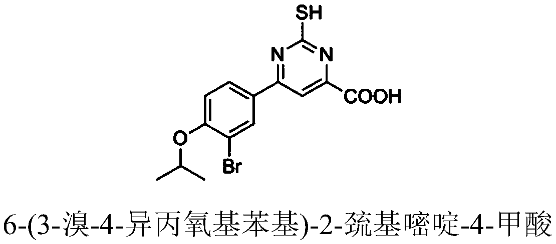 6-(3,4-substituted phenyl)-2-pyrimidinethiol-4-formate compound as well as preparation method and application thereof