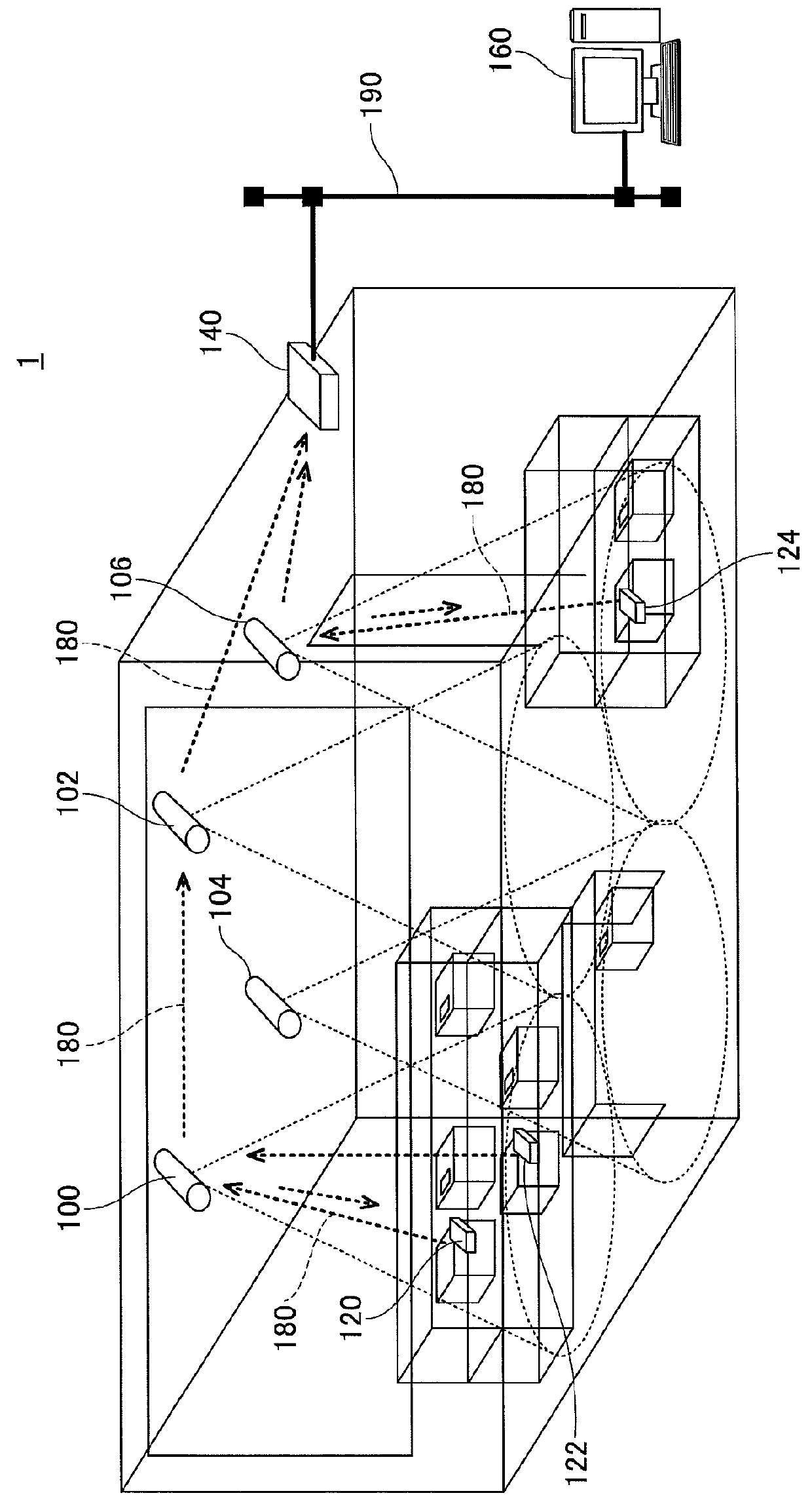 Light device and positional information management system