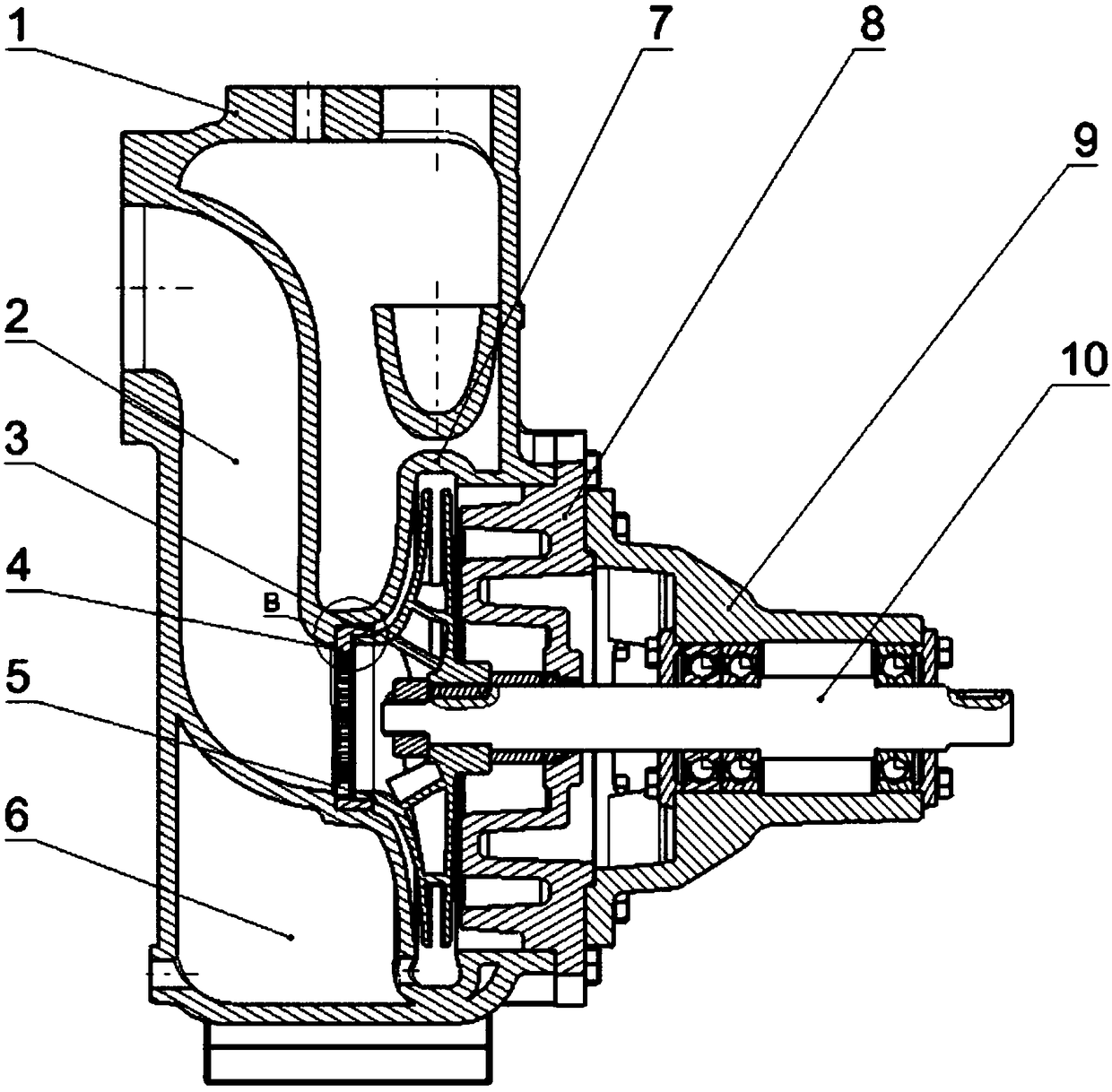 Self-priming centrifugal pump with high cavitation resistance