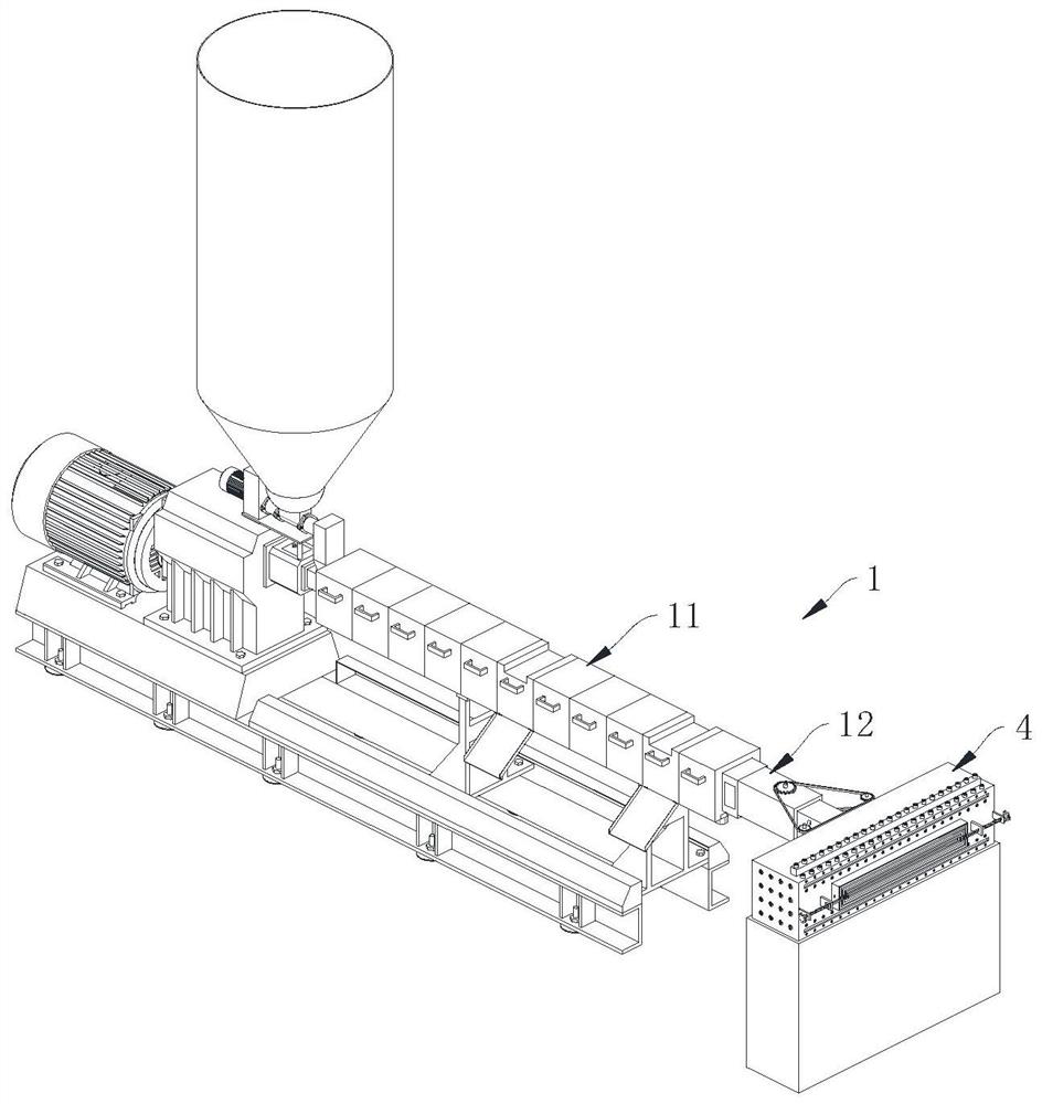 A plastic hollow board extruder